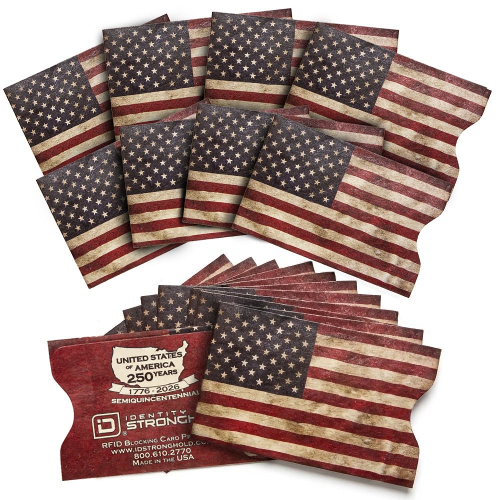 RFID Blocking Credit Card Sleeves - Old Glory 250 years 16 Pack RFID Blocking Credit Card Sleeves - Old Glory 250 years 16 Pack