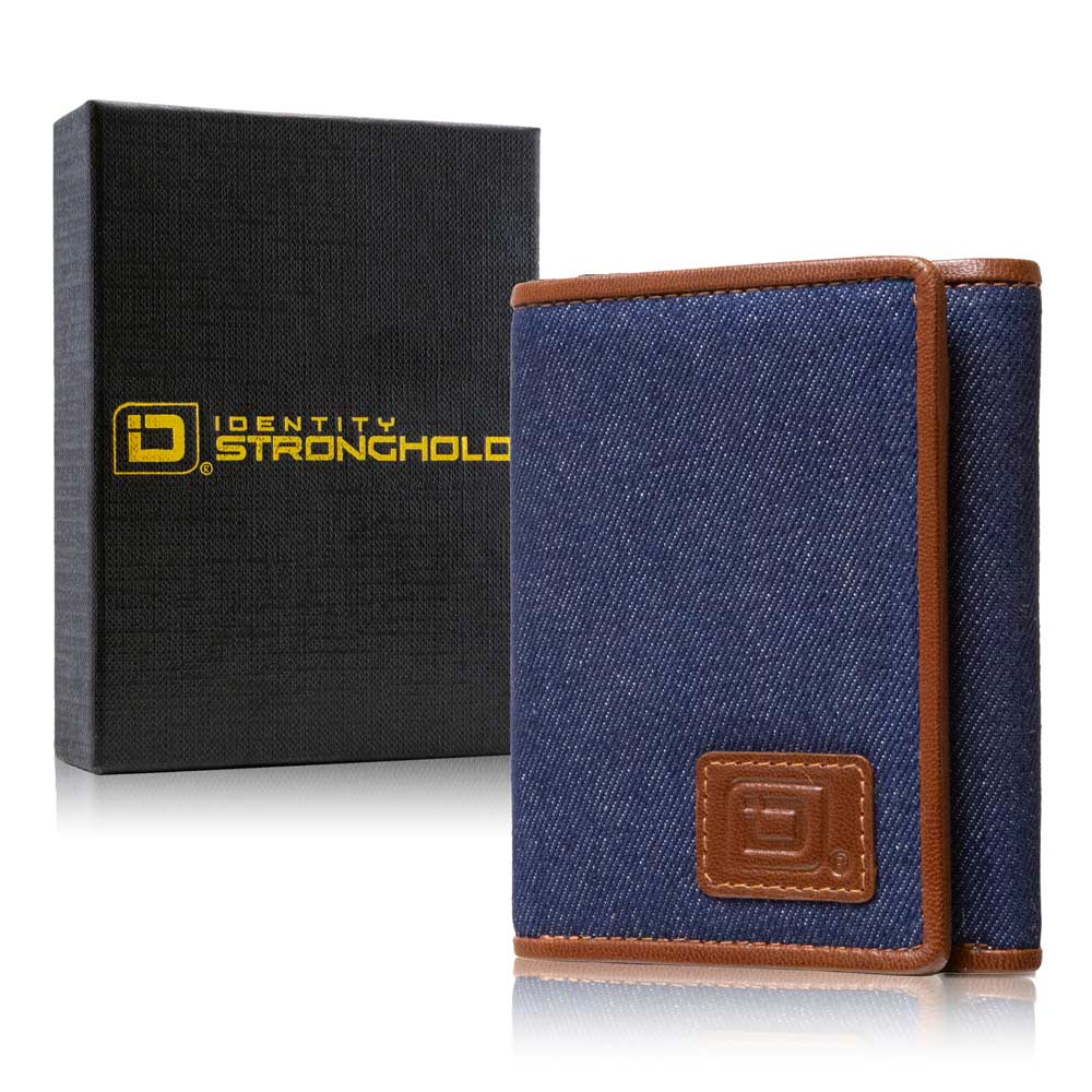 Mens RFID Wallet - Extra Capacity Trifold 7 slot with ID Window - Denim - IDSH7003 - ID - den
