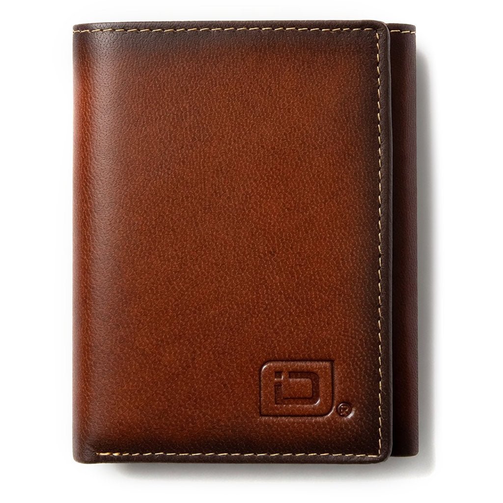 Mens RFID Wallet - Extra Capacity Trifold 7 slot with ID Window - Antiqued Brown - IDSH7003-ID-abrn