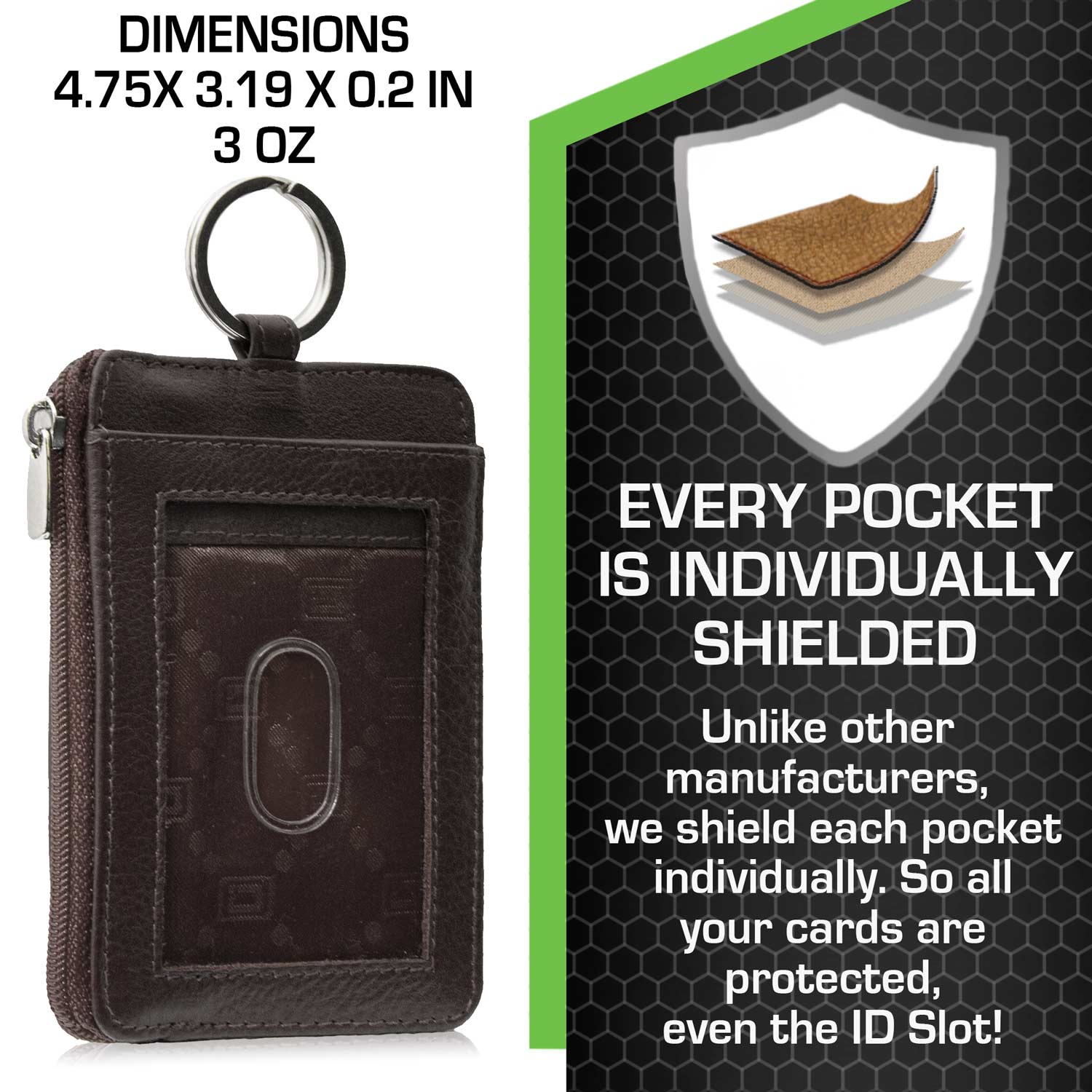 RFID Wallet Dual Portrait ID Leather Badge Holder - Brown - IDSH7007 - brn