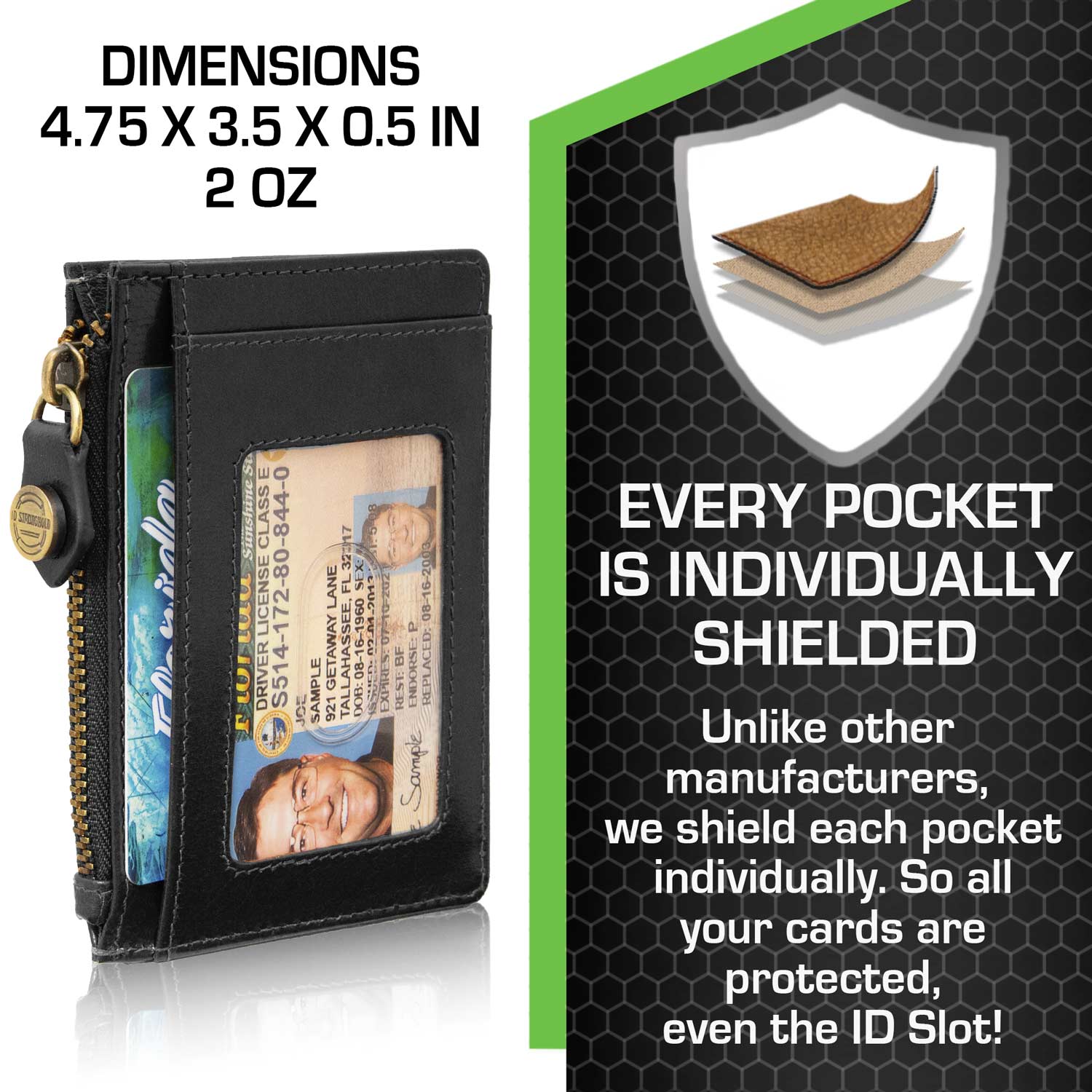RFID Blocking Money Clip Mini Wallet - Black - IDSH7074 - blk