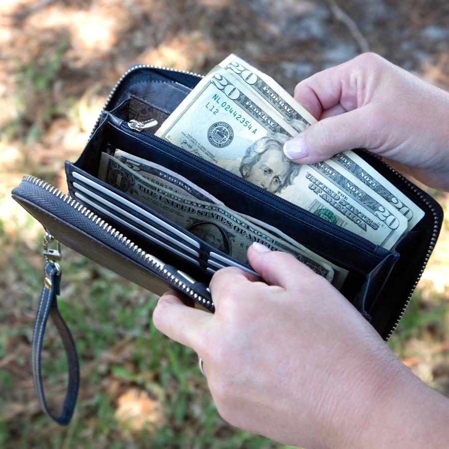 Women's RFID Blocking Zip - Around Clutch - Midnight Blue - IDSH7146 - midblu