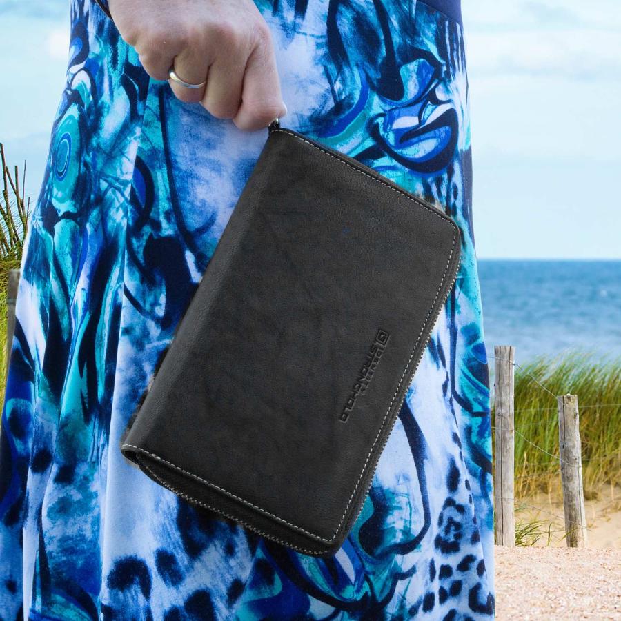 Women's RFID Blocking Zip - Around Clutch - Black - IDSH7146 - blk