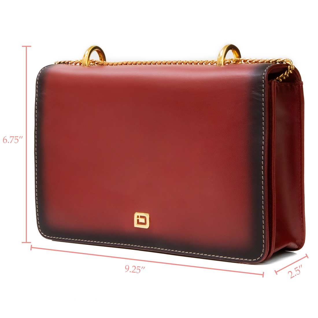 Luxury Leather RFID Blocking Crossbody Purse for Women – Shoulder Bag with Gold Chain - Red - IDSH7157 - red