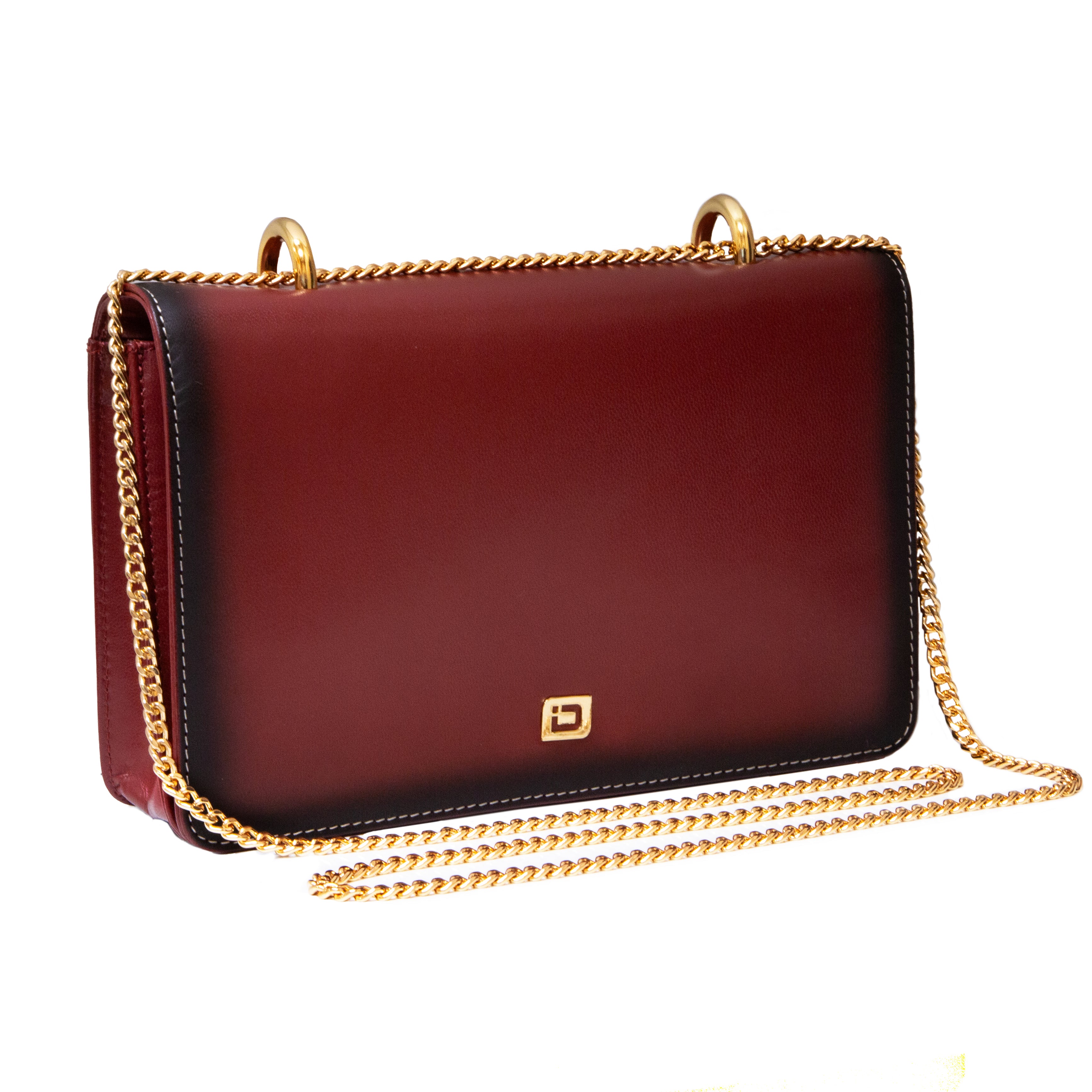 Luxury Leather RFID Blocking Crossbody Purse for Women – Shoulder Bag with Gold Chain - Red - IDSH7157 - red