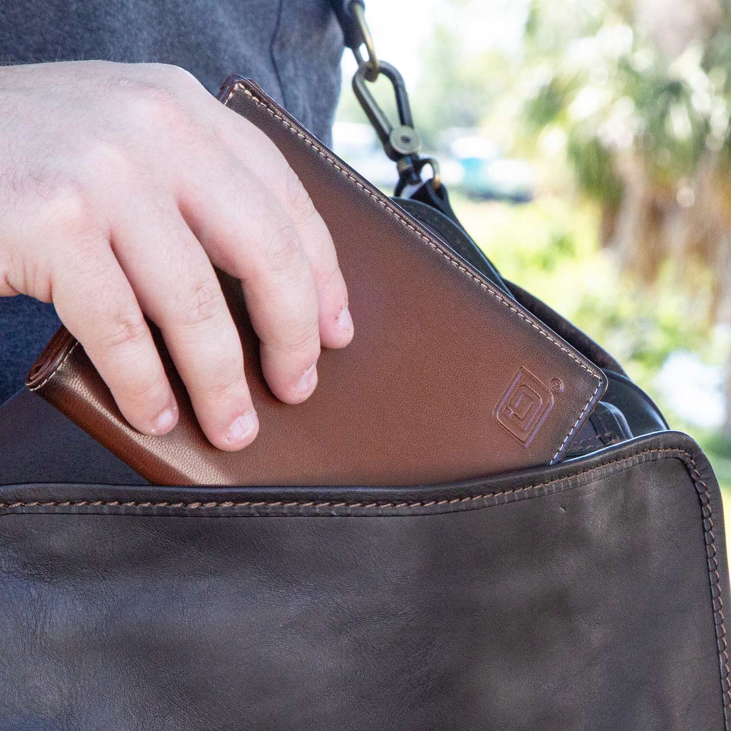 RFID Shielded Leather Passport Wallet | Custom Monogram Personalized Wallet - IDSH7203-brn