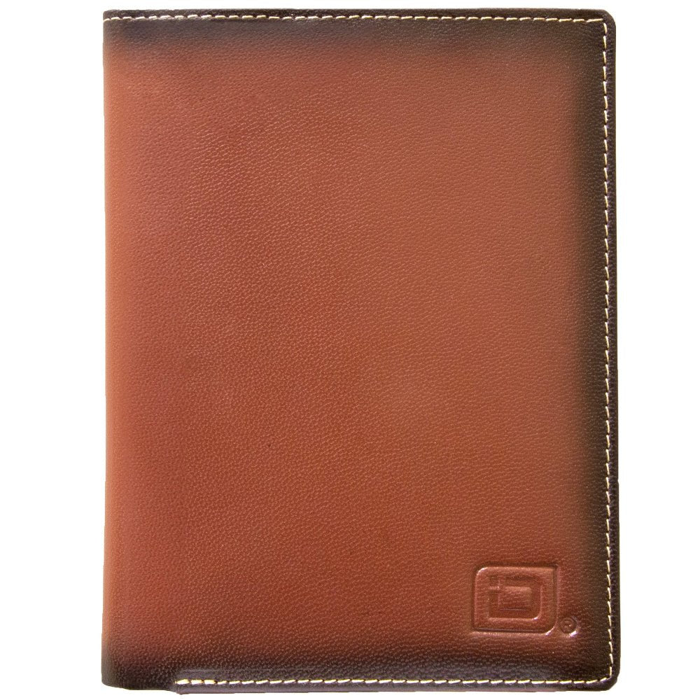 RFID Shielded Leather Passport Wallet | Custom Monogram Personalized Wallet - IDSH7203-brn
