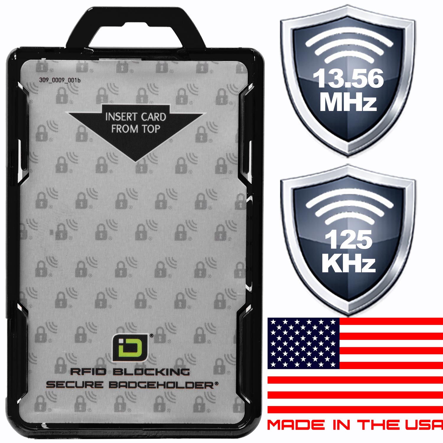 Secure Badge Holder BloxProx™ Lite PORTRAIT - Protects 125Khz HID Prox - 1 ID Card Holder - Black - IDSH5004-001B-Blk