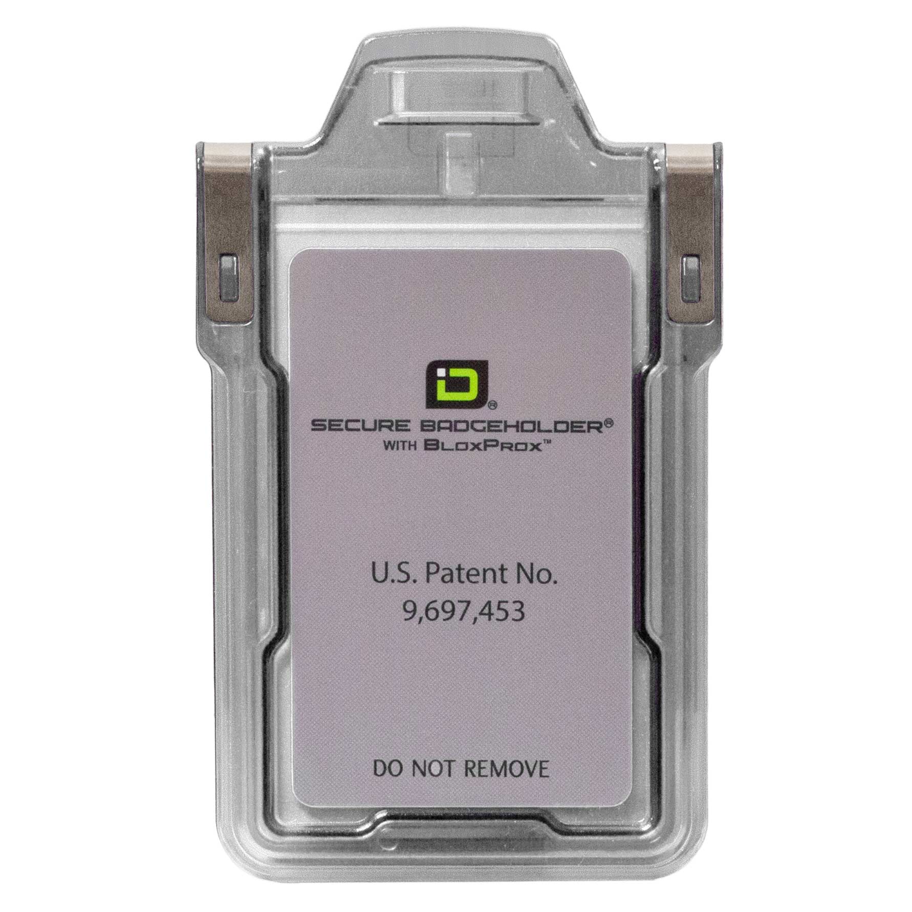 Secure Badge Holder Classic with BloxProx™ - Protects 125Khz HID Prox 1 ID Card Holder - Clear - IDSH5001 - 001B - Clr