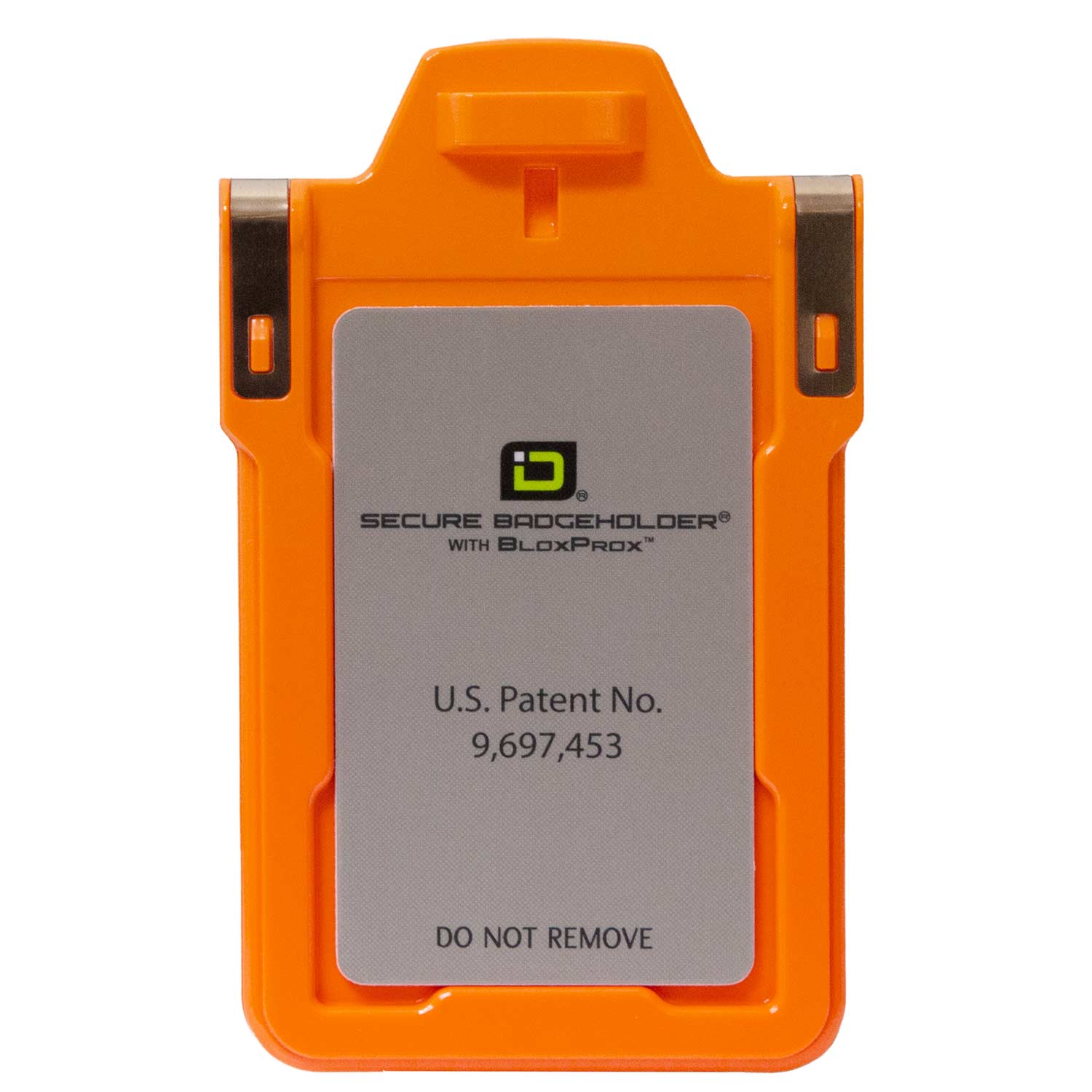 Secure Badge Holder Classic with BloxProx™ - Protects 125Khz HID Prox 1 ID Card Holder - Orange - IDSH5001 - 001B - Org