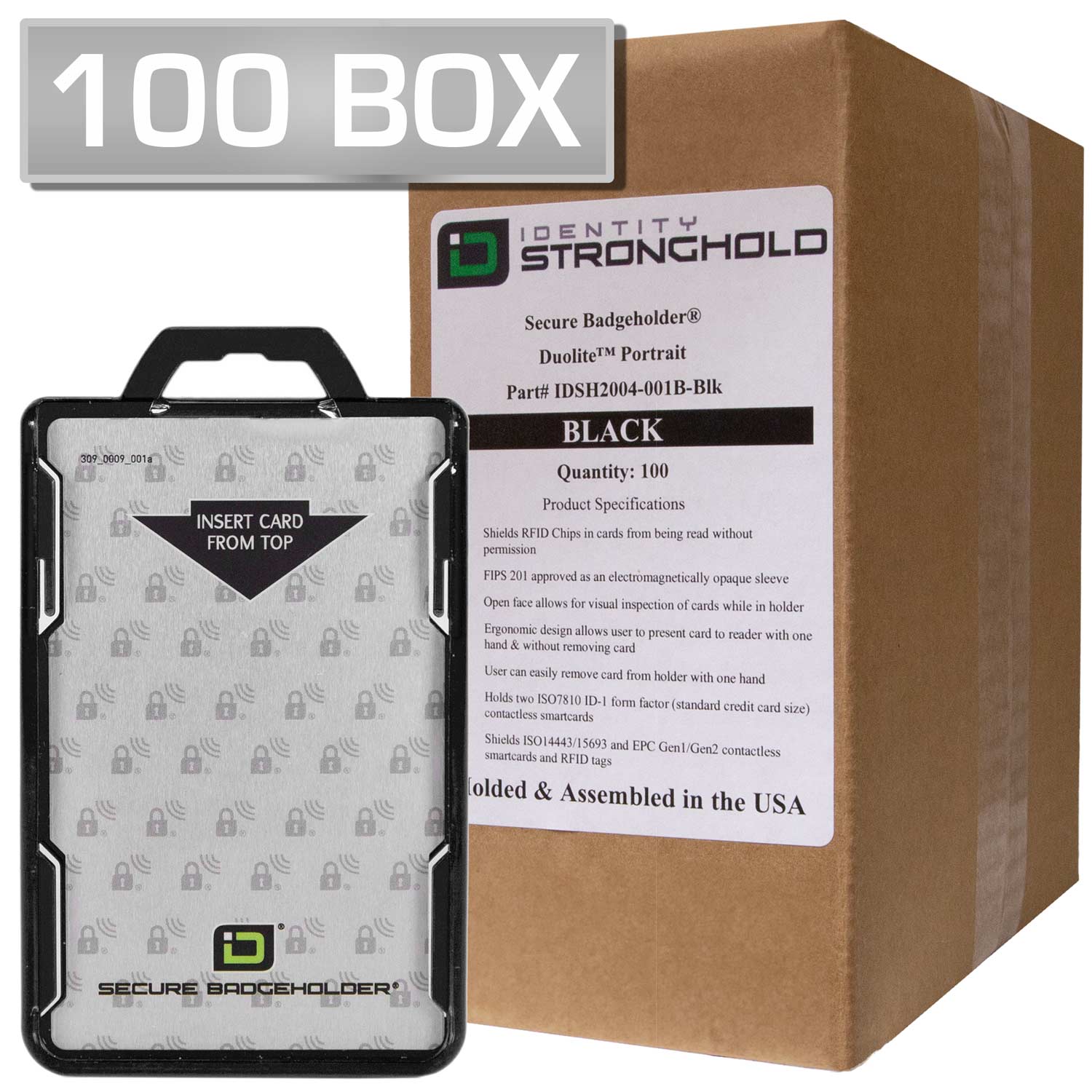 Duolite Badge Holders Box of 100 - Black -