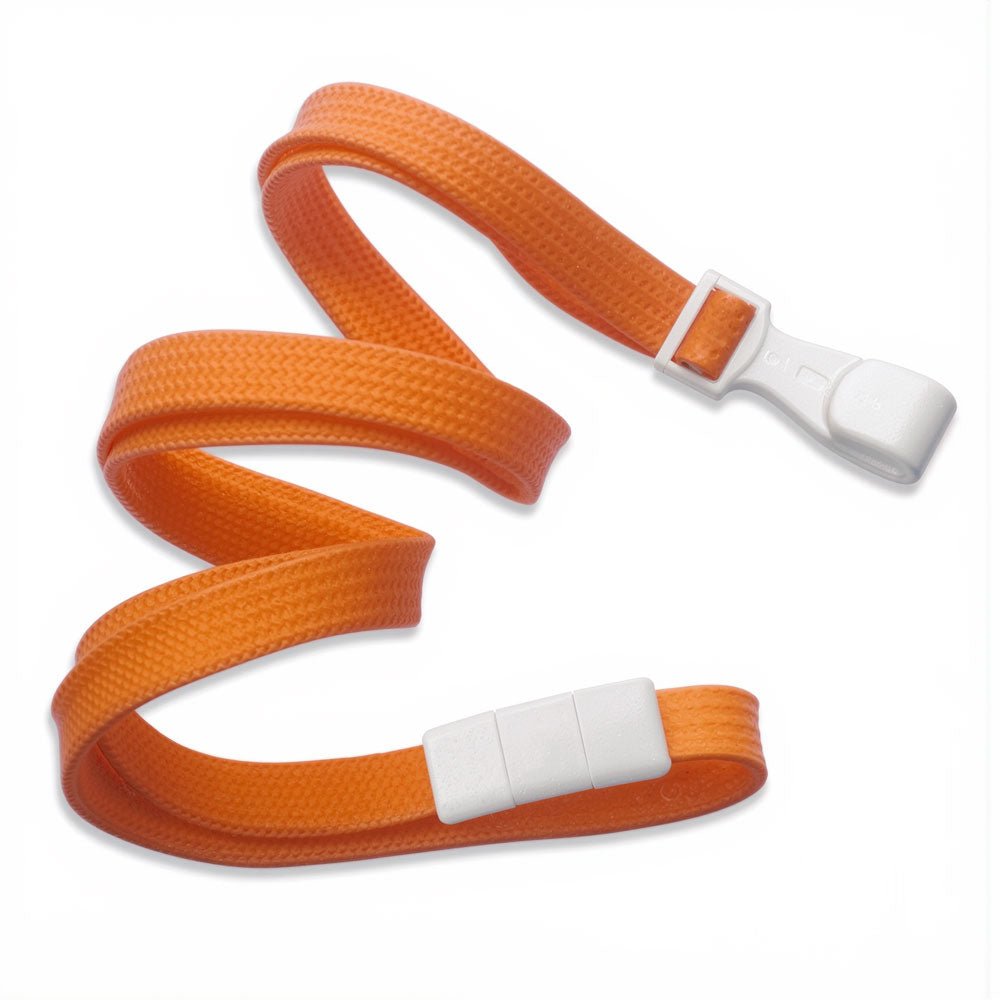 Orange lanyard with white clip on a white background