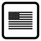 Black and white American flag icon