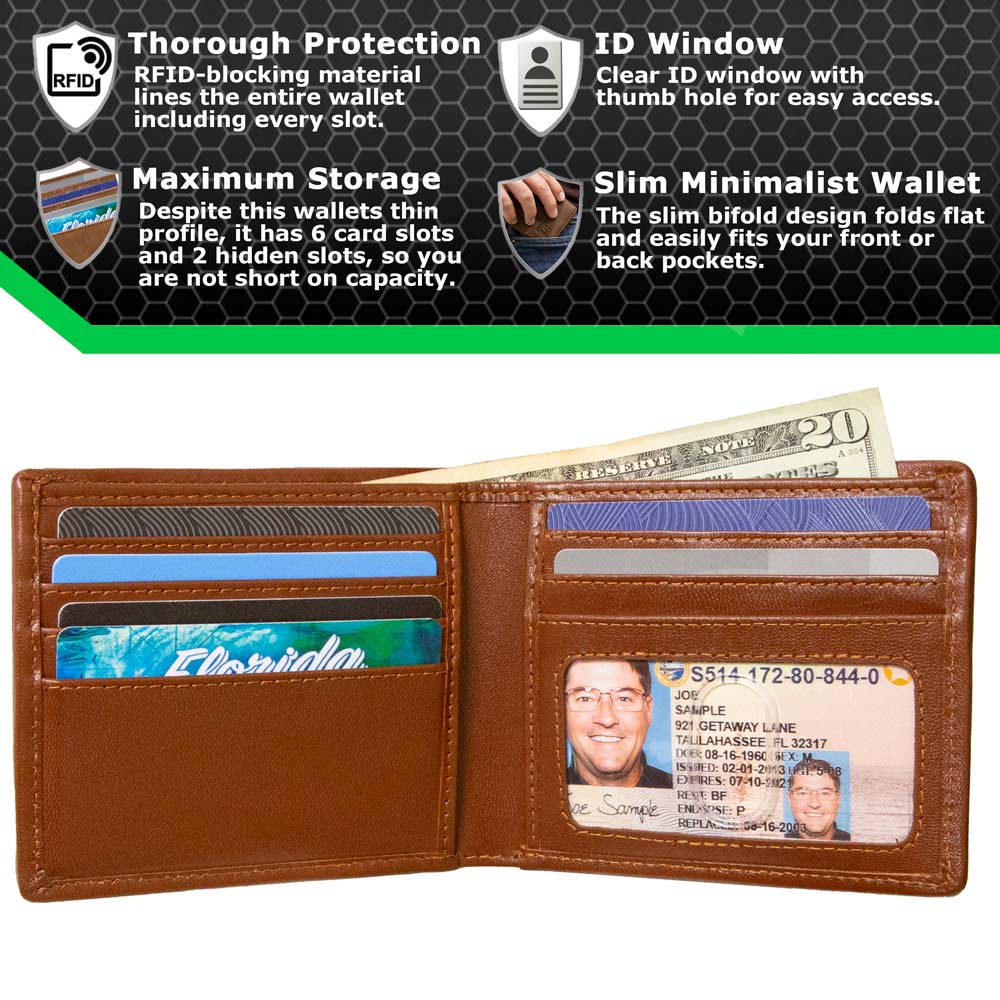 Mens RFID Wallet - Slim 7 Slot Bifold With ID - Denim - IDSH7013 - den