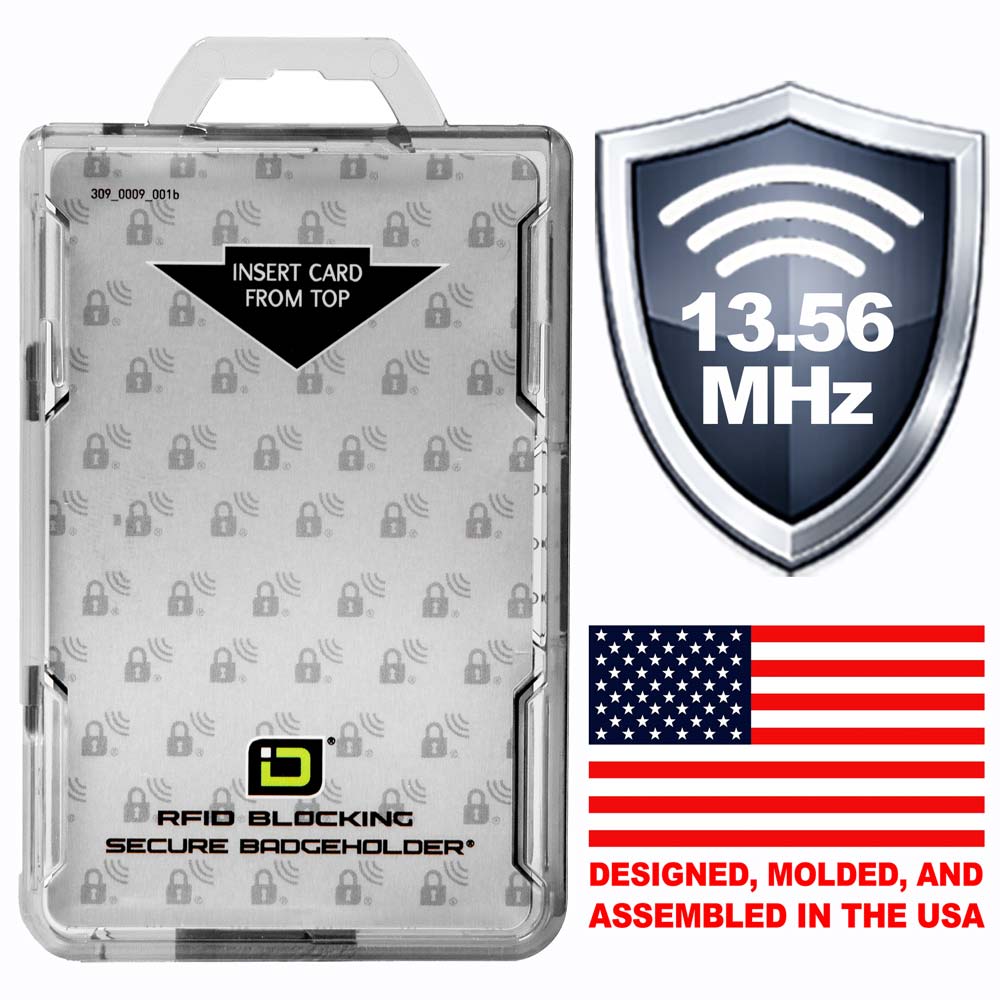 Secure Badge Holder Lite ™ Vertical 1 ID Card Holder - Clear - IDSH9001-001B-Clr