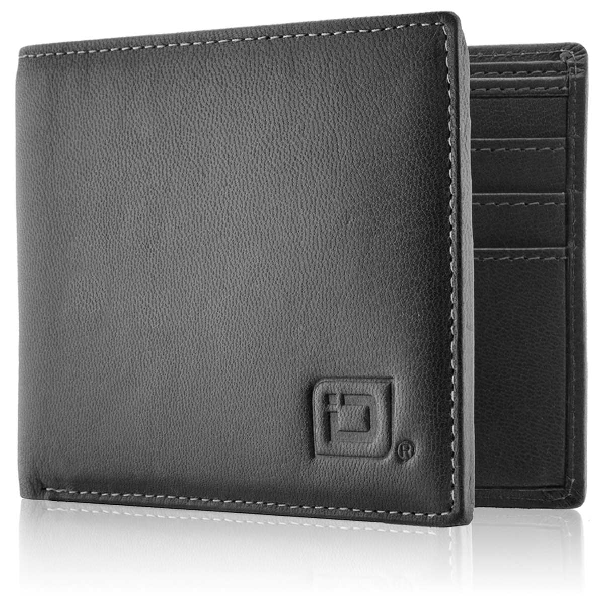 Mens RFID Wallet - 6 Slot Thin Bifold Wallet - Black - IDSH7002 - blk