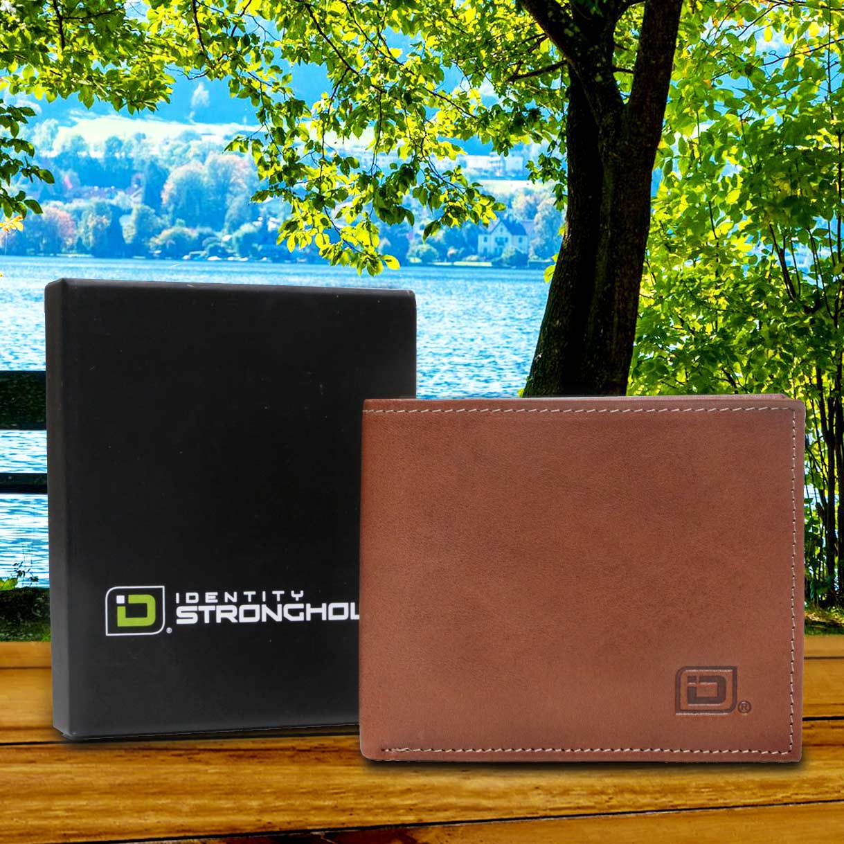 Men's RFID Wallet - Men's Italian Leather Bifold Wallet - Light Brown - IDSH7304 - ltbrn