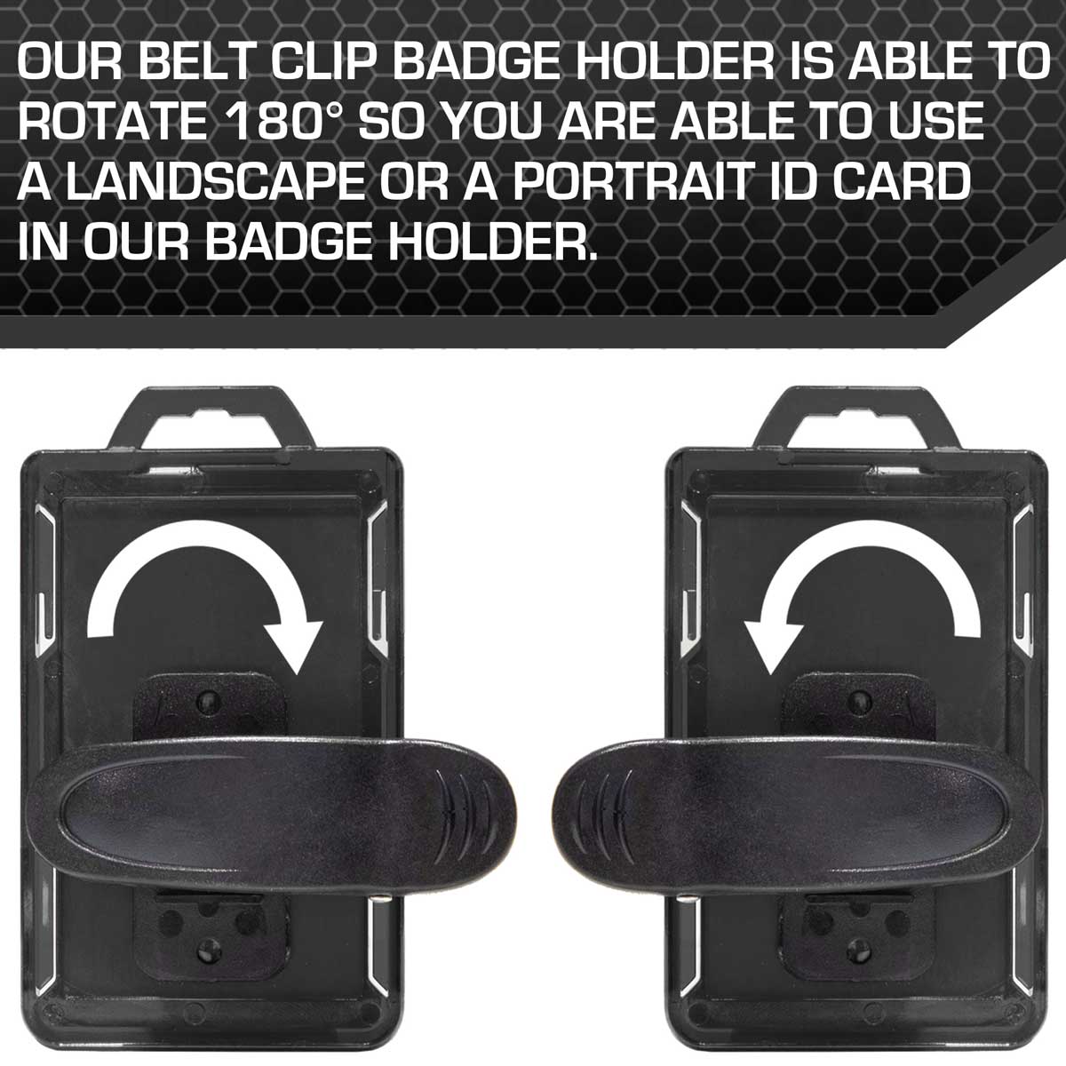 Secure Badge Holder Lite ™ Vertical 1 ID Card ID Holder with Belt Clip - Black - IDSH9001 - 001B - BC - Blk