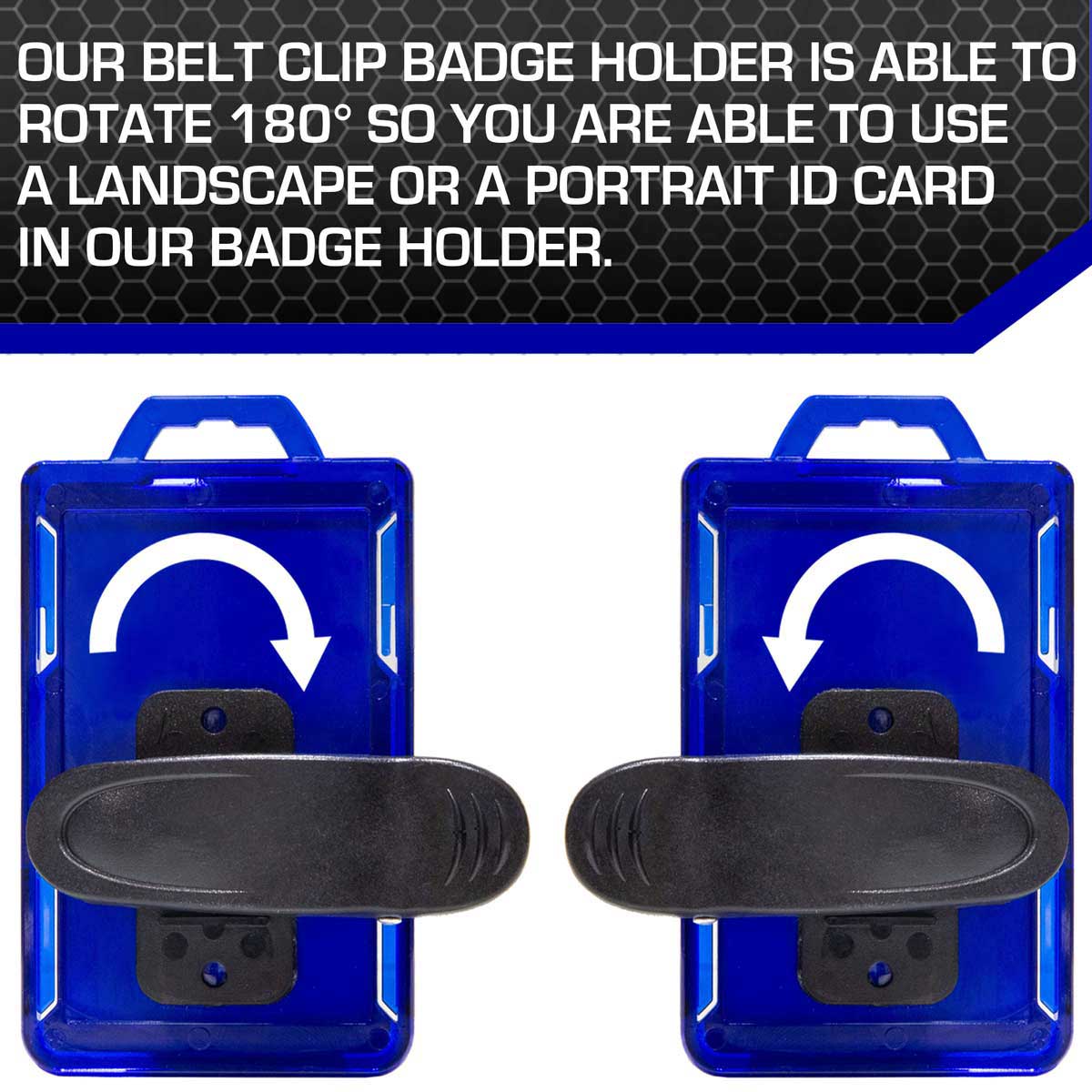 Secure Badge Holder Lite ™ Vertical 1 ID Card ID Holder with Belt Clip - Blue - IDSH9001 - 001B - BC - Blu