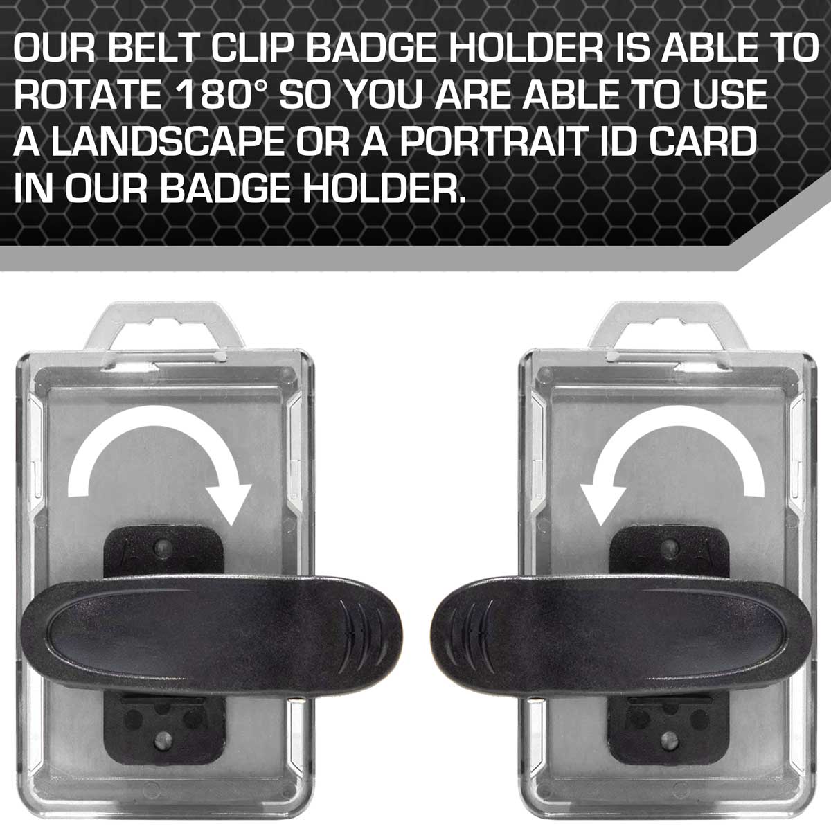 Secure Badge Holder Lite ™ Vertical 1 ID Card ID Holder with Belt Clip - Clear - IDSH9001 - 001B - BC - Clr