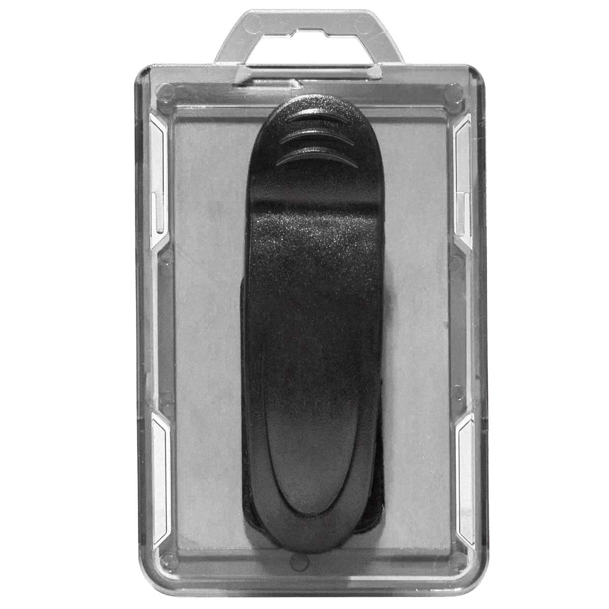 Secure Badge Holder Lite ™ Vertical 1 ID Card ID Holder with Belt Clip - Clear - IDSH9001 - 001B - BC - Clr