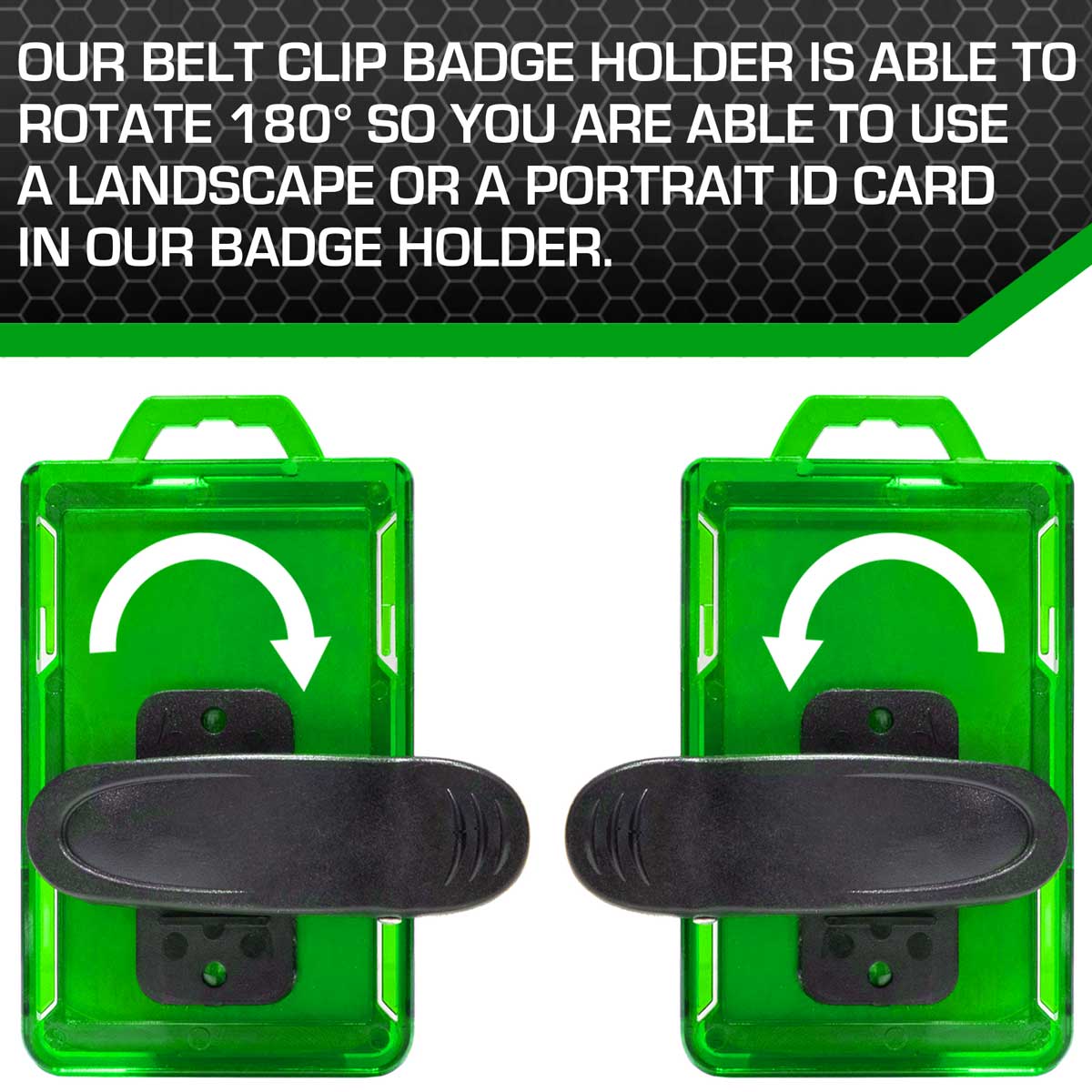 Secure Badge Holder Lite ™ Vertical 1 ID Card ID Holder with Belt Clip - Green - IDSH9001 - 001B - BC - Grn