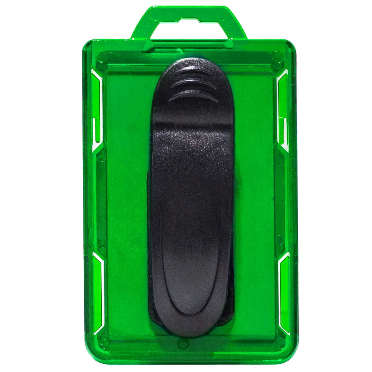 Secure Badge Holder Lite ™ Vertical 1 ID Card ID Holder with Belt Clip - Green - IDSH9001 - 001B - BC - Grn