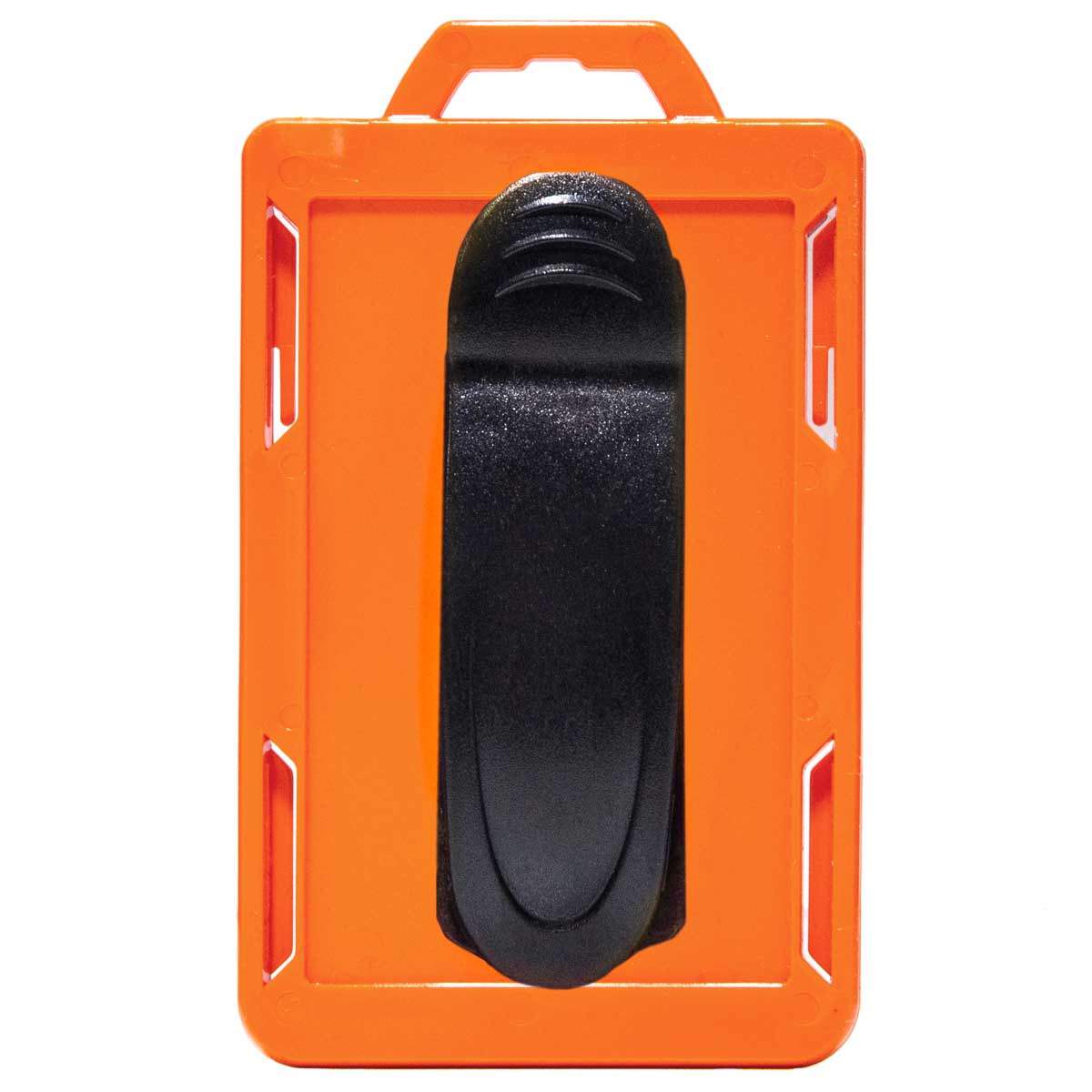 Secure Badge Holder Lite ™ Vertical 1 ID Card ID Holder with Belt Clip - Orange - IDSH9001 - 001B - BC - Org