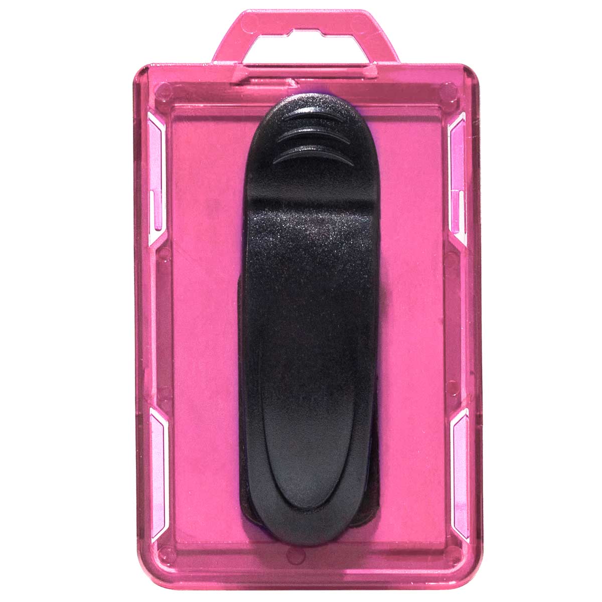 Secure Badge Holder Lite ™ Vertical 1 ID Card ID Holder with Belt Clip - Pink - IDSH9001 - 001B - BC - Pnk