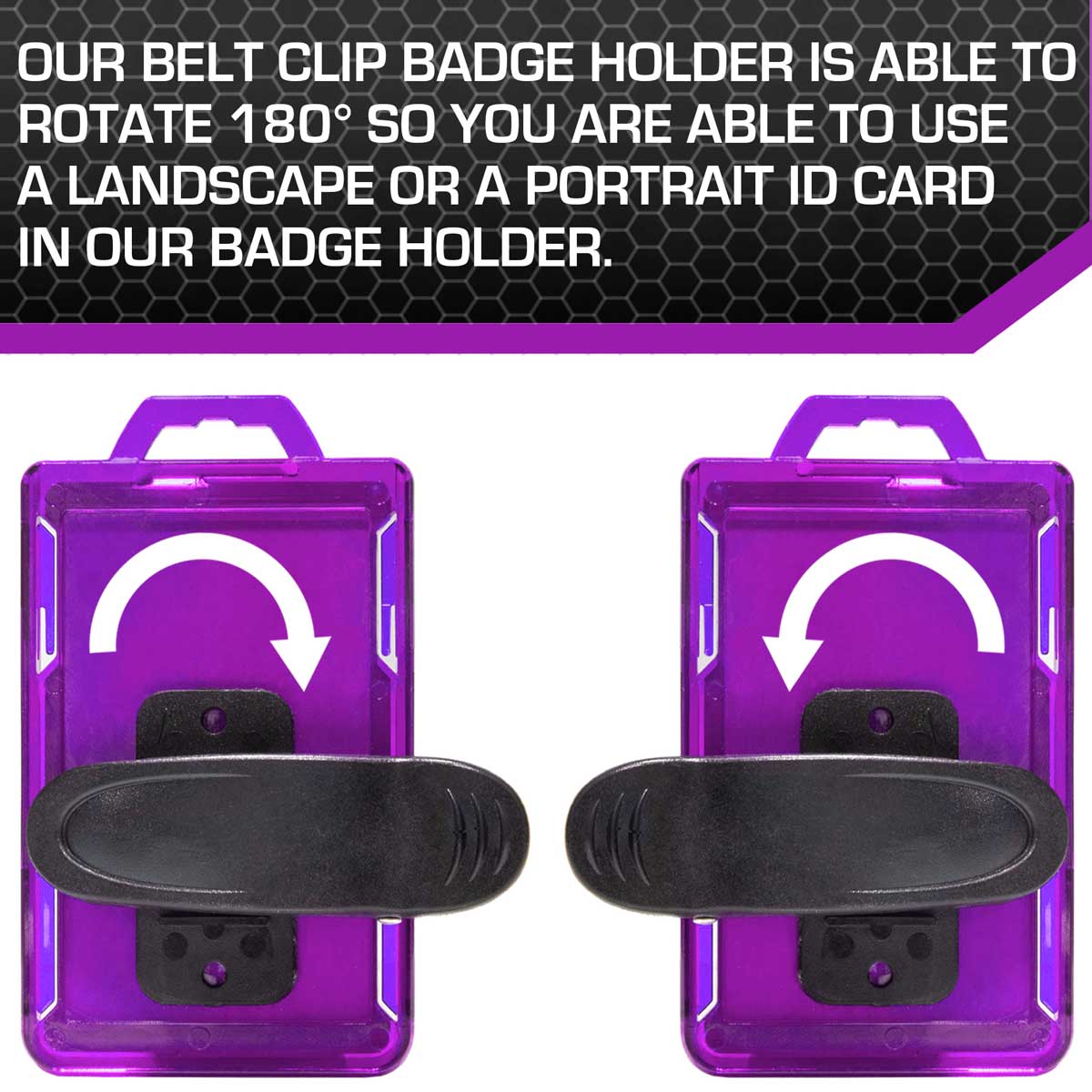 Secure Badge Holder Lite ™ Vertical 1 ID Card ID Holder with Belt Clip - Purple - IDSH9001 - 001B - BC - Pur