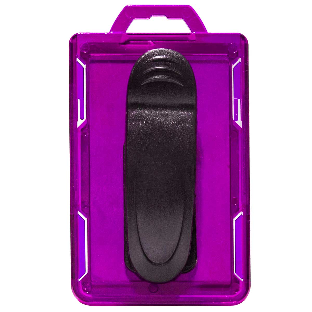Secure Badge Holder Lite ™ Vertical 1 ID Card ID Holder with Belt Clip - Purple - IDSH9001 - 001B - BC - Pur