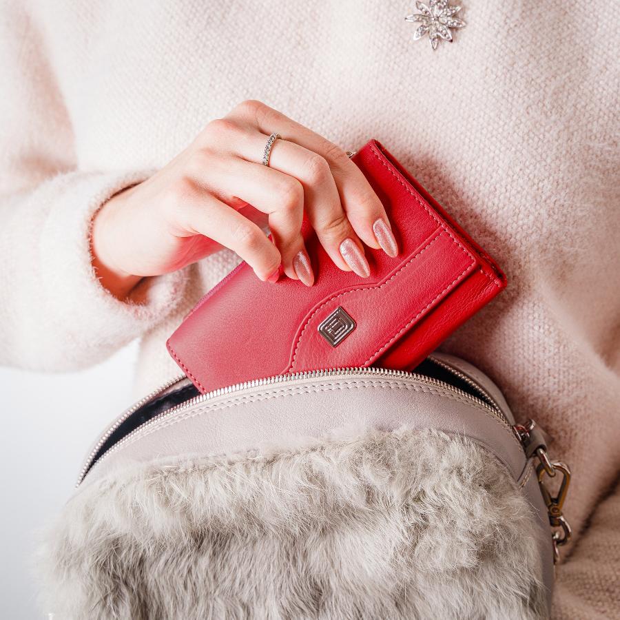 RFID Blocking Women's Leather Trifold Wallet - Red - IDSH7102 - red