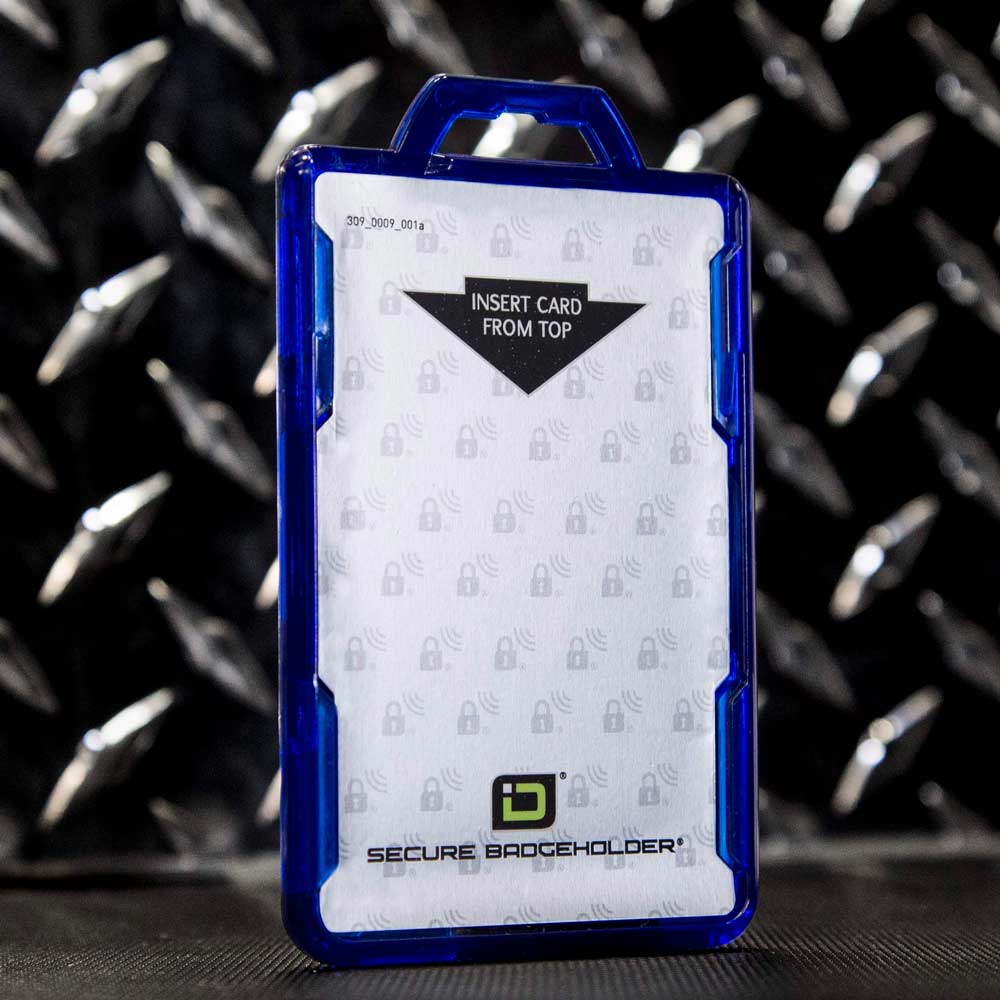 Secure Badge Holder Lite ™ Vertical 1 ID Card Holder - Blue - IDSH9001 - 001B - Blu