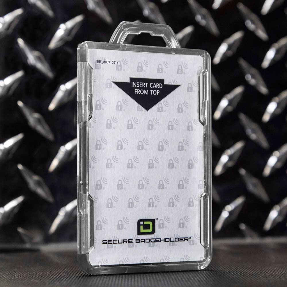 Secure Badge Holder Lite ™ Vertical 1 ID Card Holder - Clear - IDSH9001 - 001B - Clr