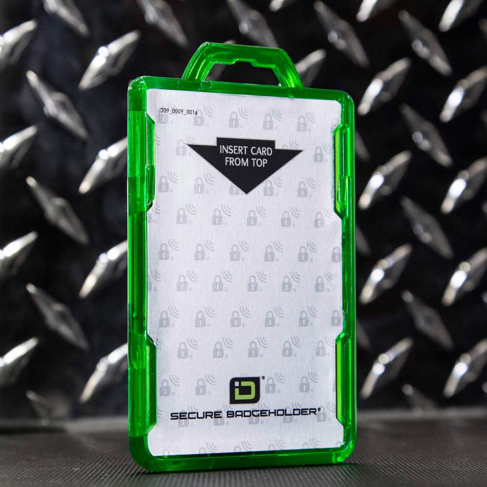 Secure Badge Holder Lite ™ Vertical 1 ID Card Holder - Green - IDSH9001 - 001B - Grn