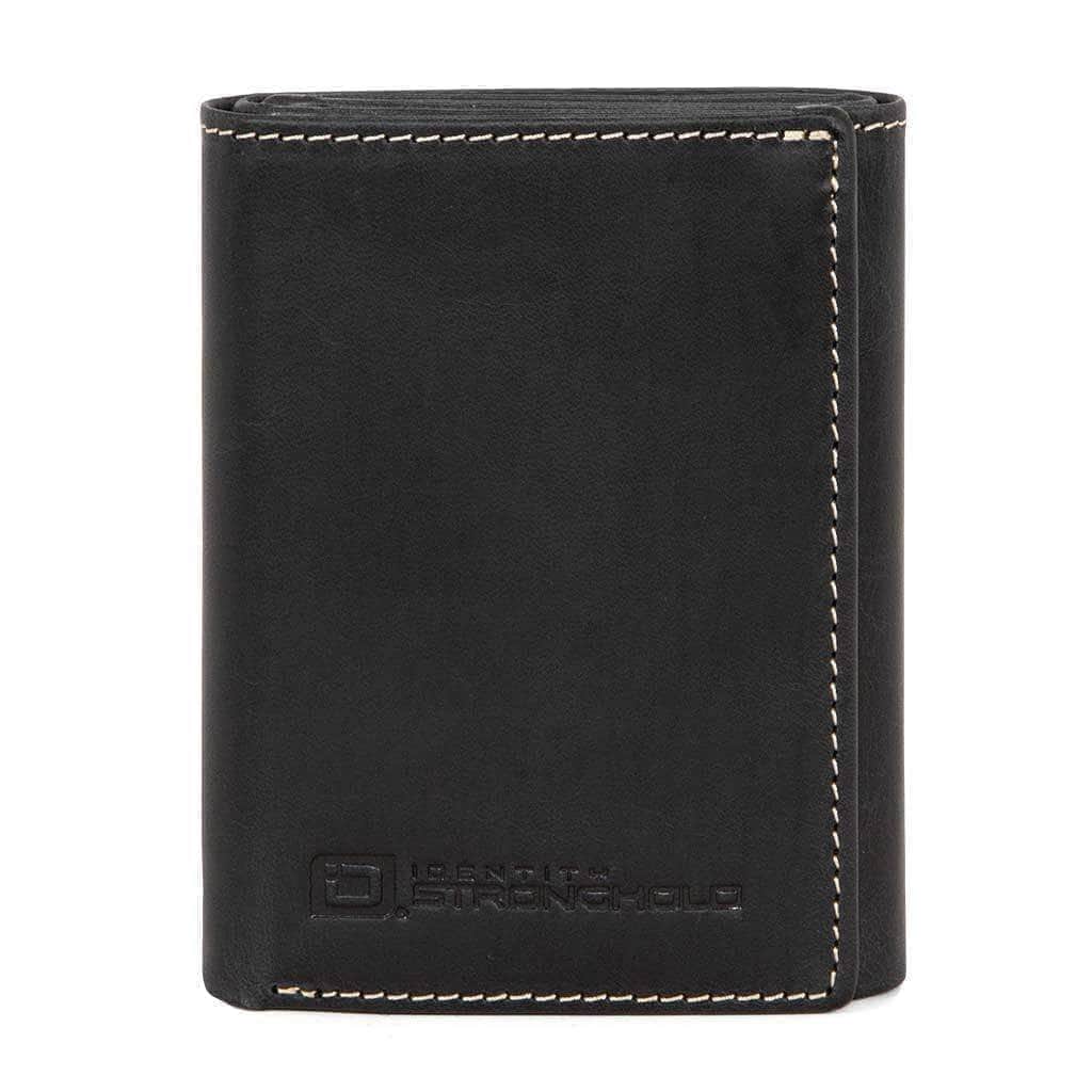 ID Stronghold Men's Wallet Black Mens RFID 8 Slot Trifold Wallet - Classic Leather