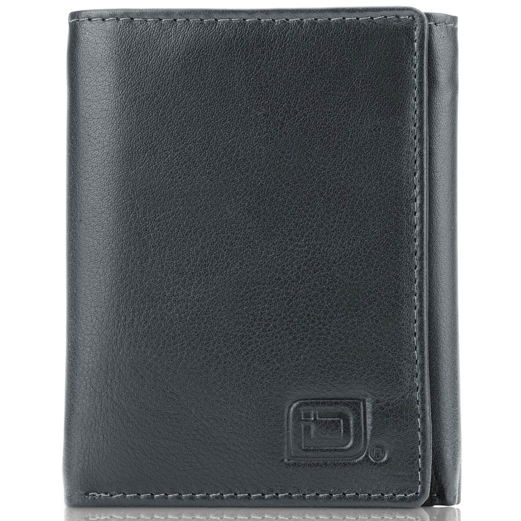 ID Stronghold Men's Wallet Black Mens RFID Wallet - Extra Capacity Trifold 8 slot with ID Window