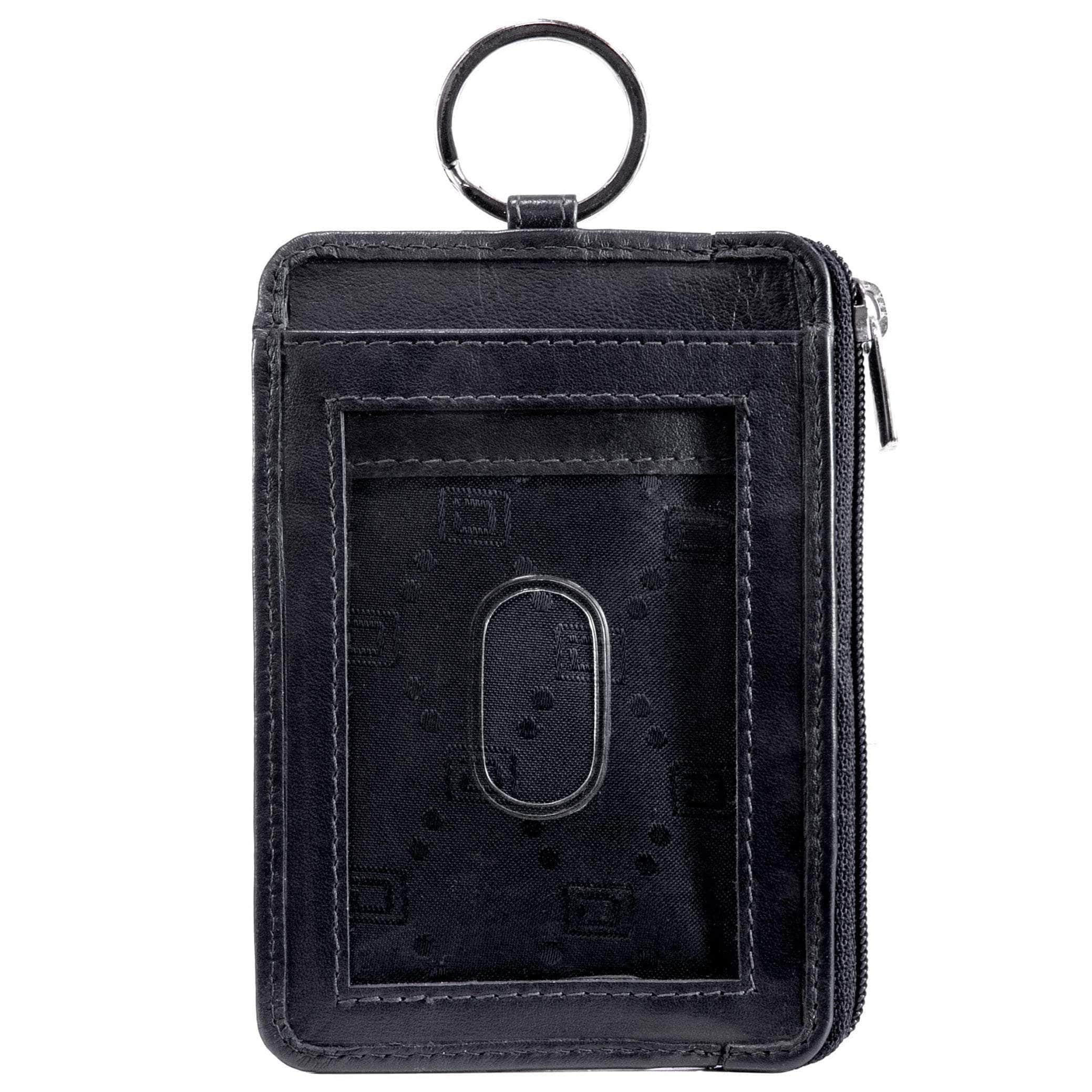 Lanyard Wallet with Genuine Leather Badge Holder with 1 ID Window & 2 Back  Card Pockets.