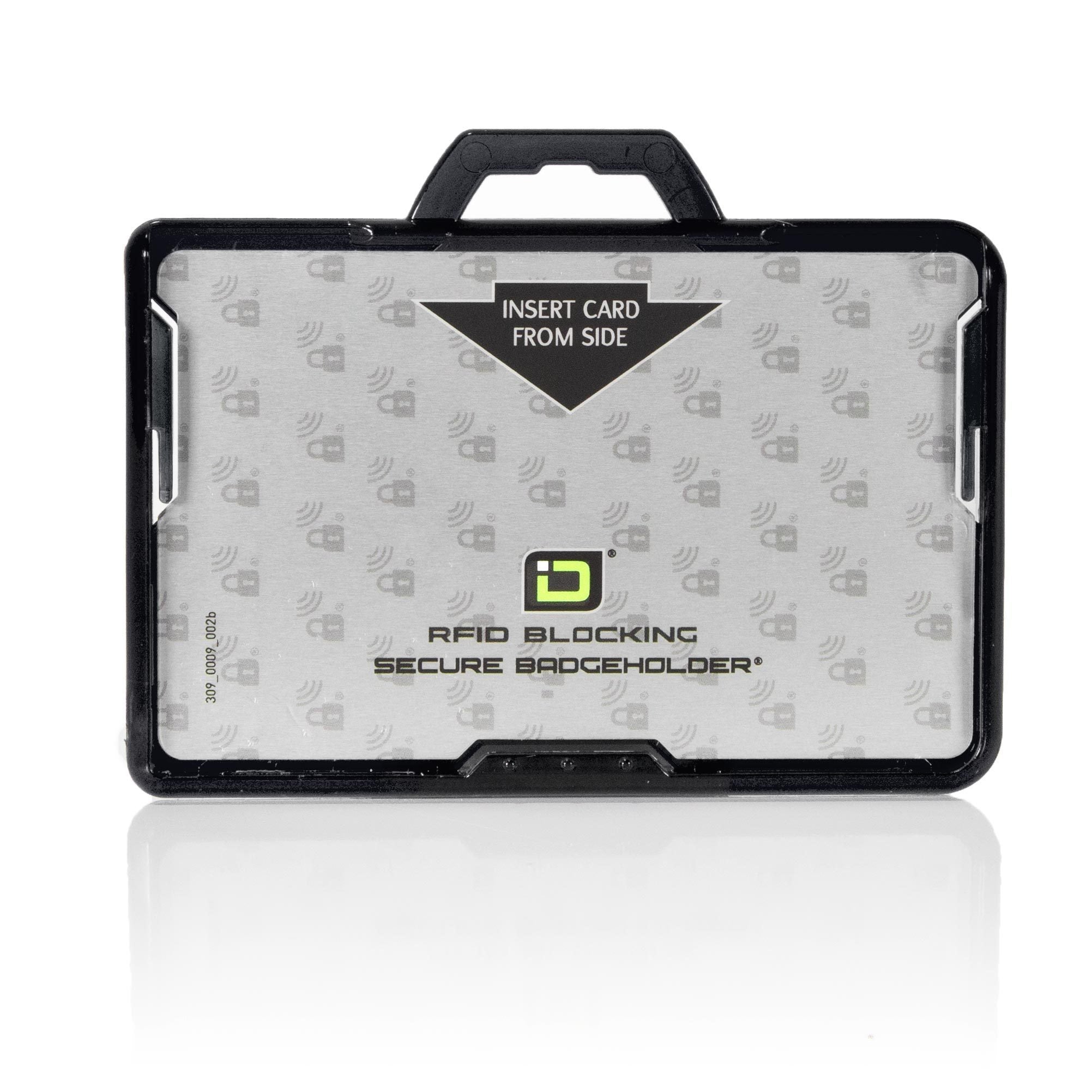 Secure Badge Holder BloxProx ™ Lite LANDSCAPE - Protects 125Khz HID Prox - 1 ID Card Holder - Black - IDSH5004 - 002B - Blk