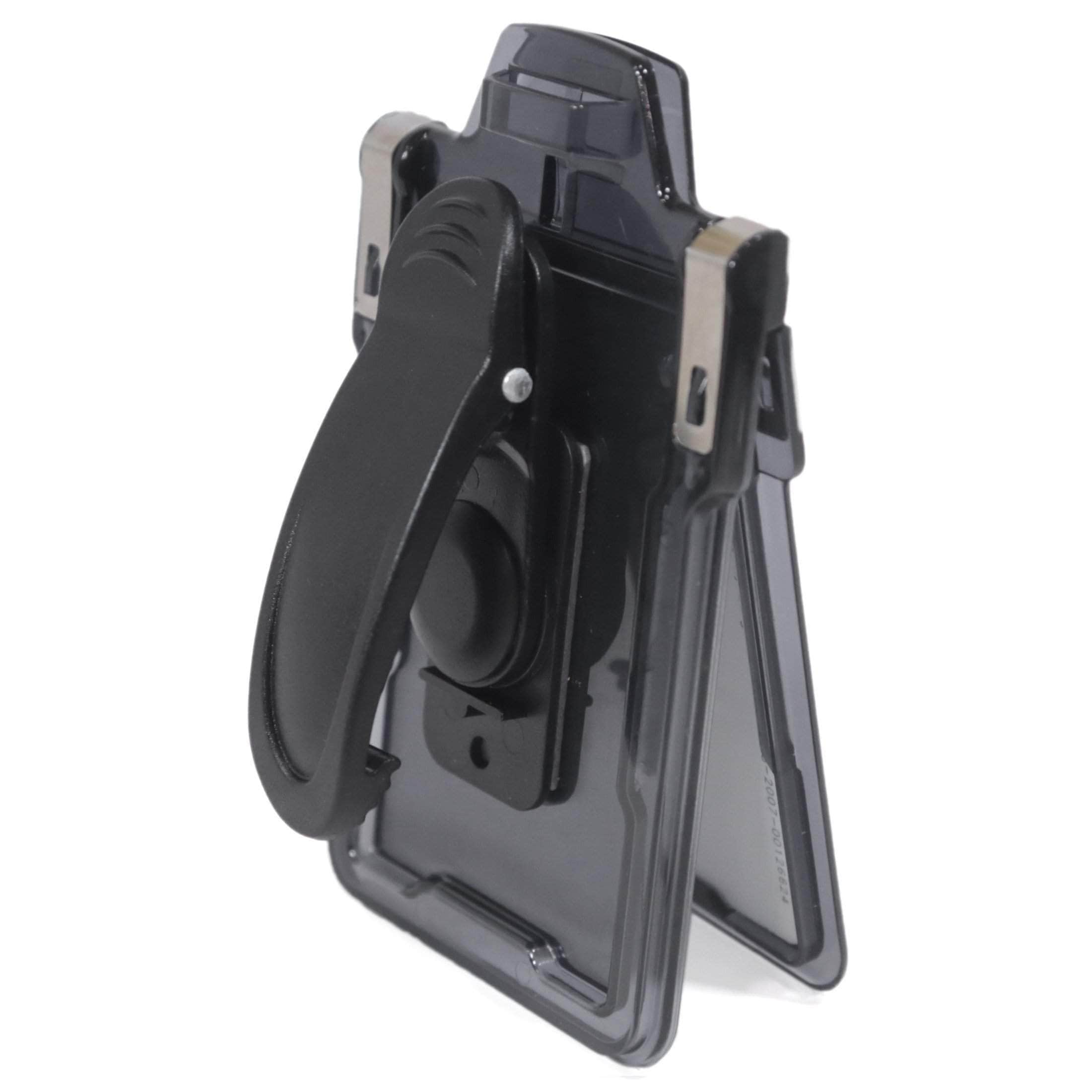 ID Stronghold Badgeholder Black Secure Badge Holder Classic Vertical 1 Card Holder With Belt Clip