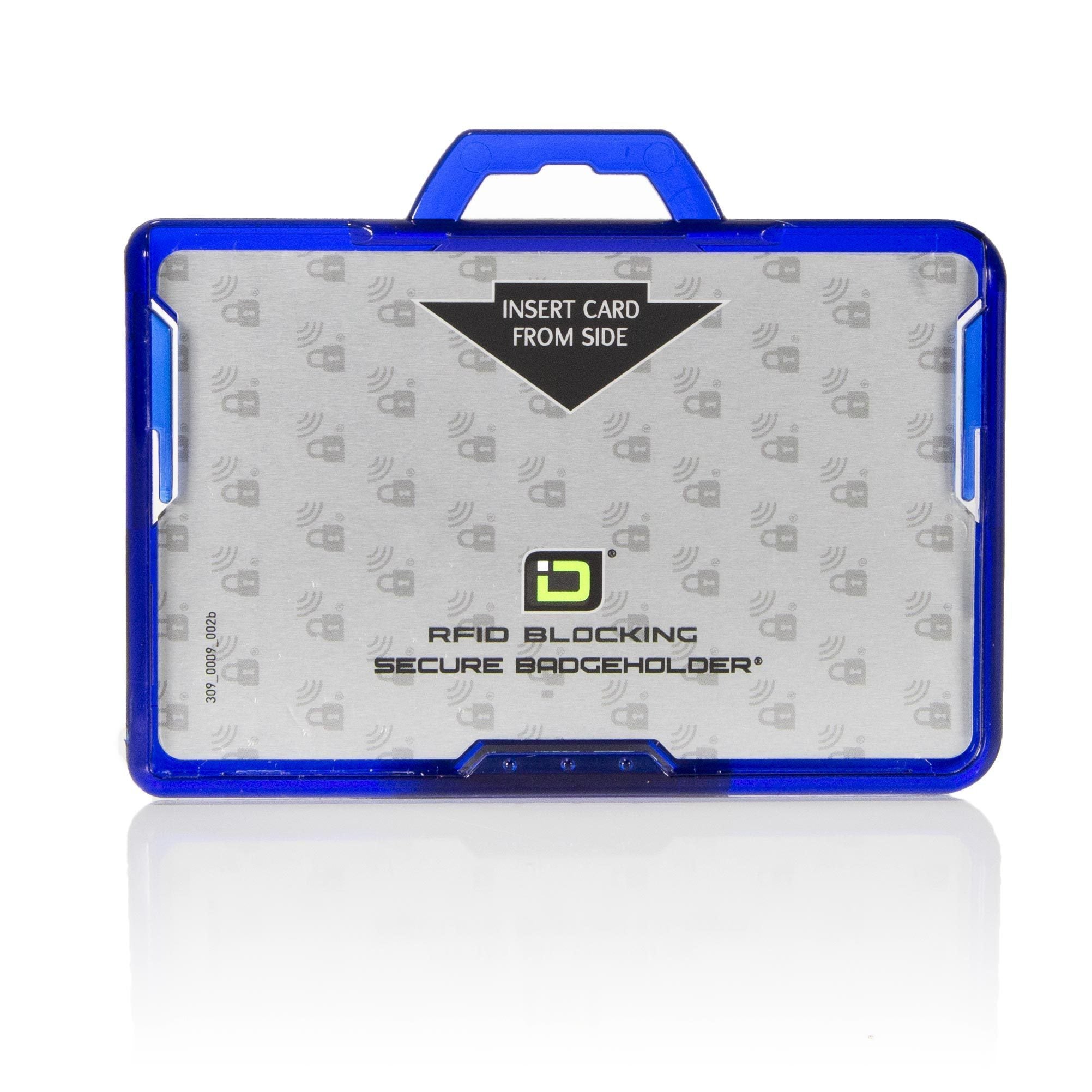 Secure Badge Holder BloxProx ™ Lite LANDSCAPE - Protects 125Khz HID Prox - 1 ID Card Holder - Blue - IDSH5004 - 002B - Blu