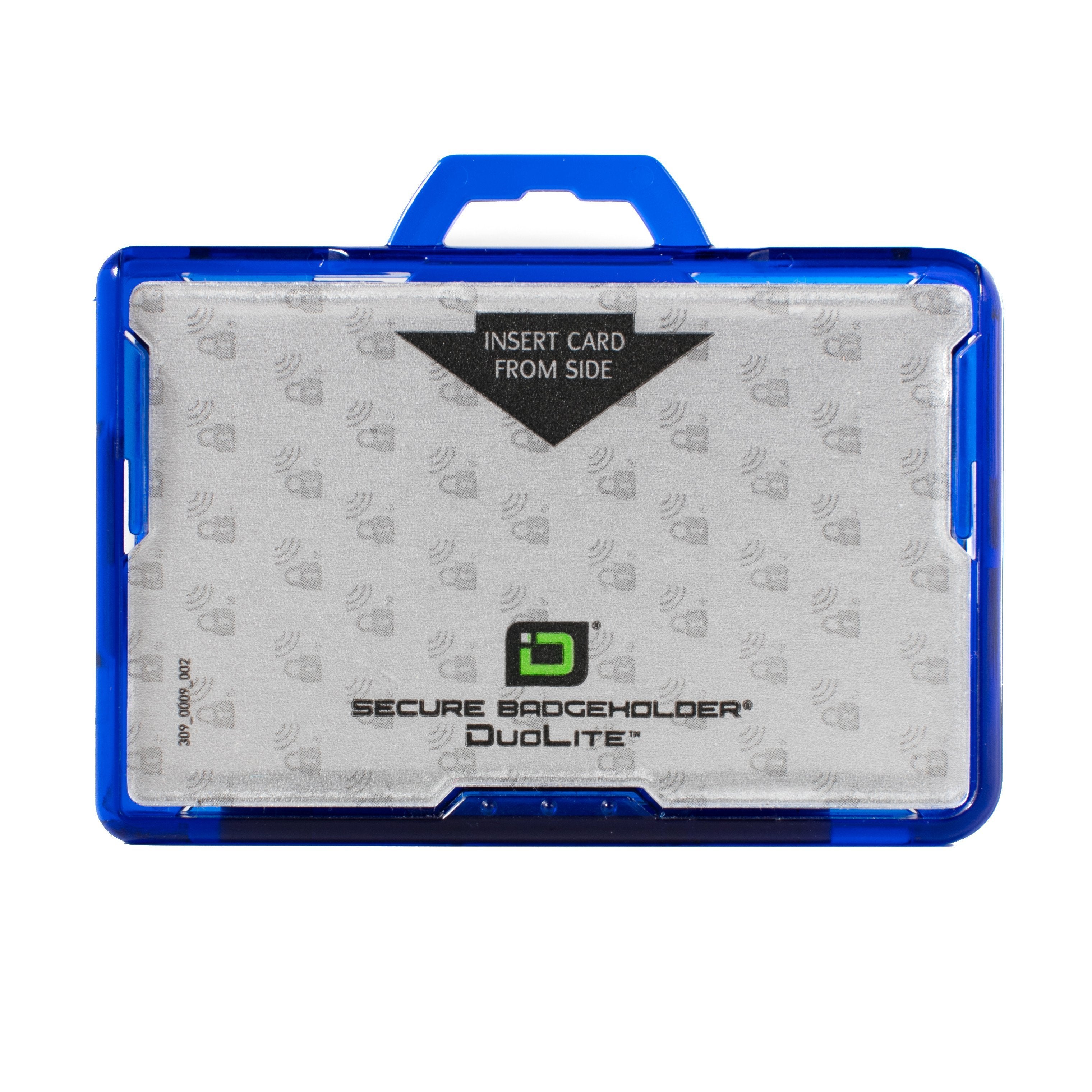 Secure Badge Holder DuoLite ® is a horizontal id badge holder that holds 2 cards. Blue - IDSH2004 - 002B - Blu
