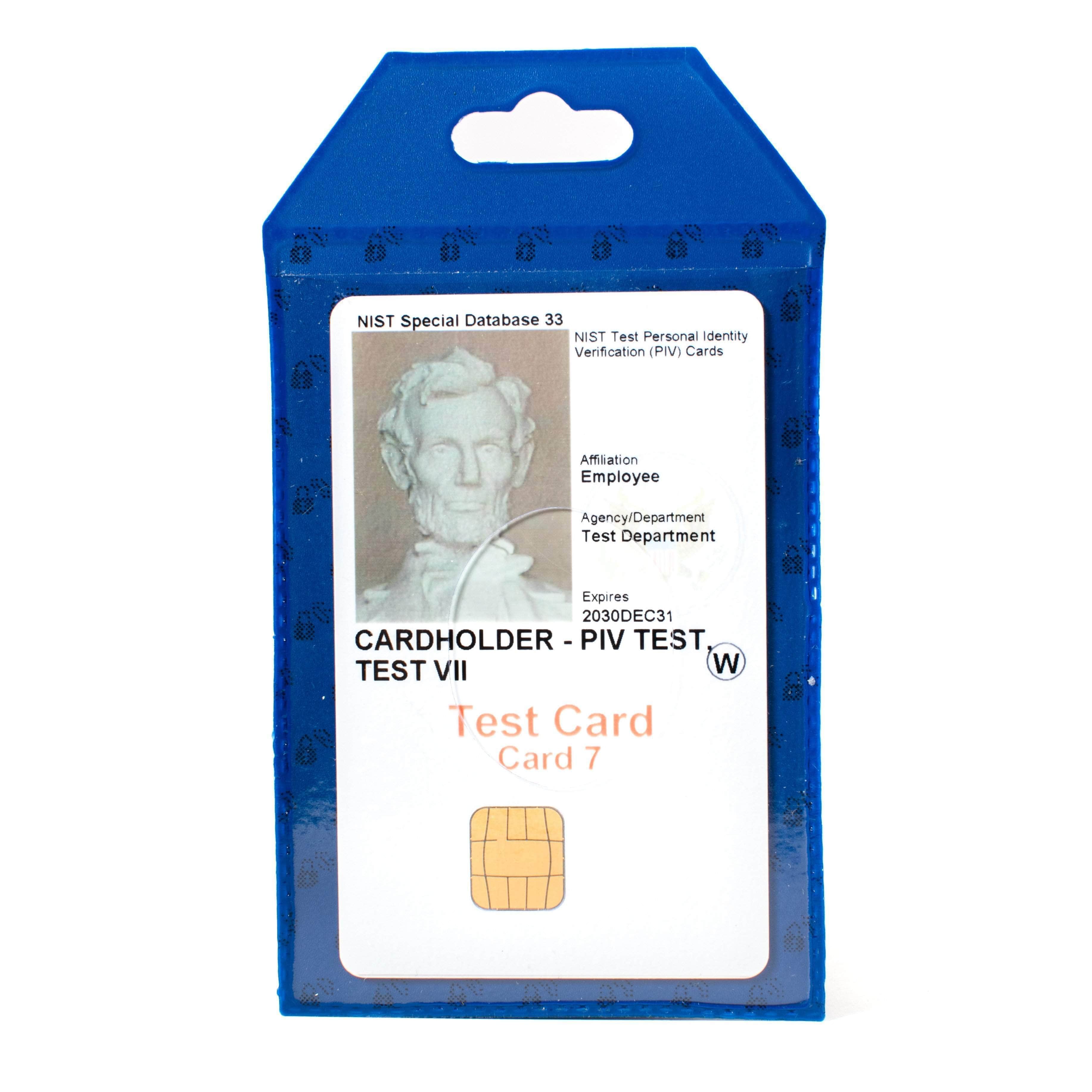 ID Stronghold Badgeholder Blue Secure Badge Holder Flex Vertical 2 Card Holder