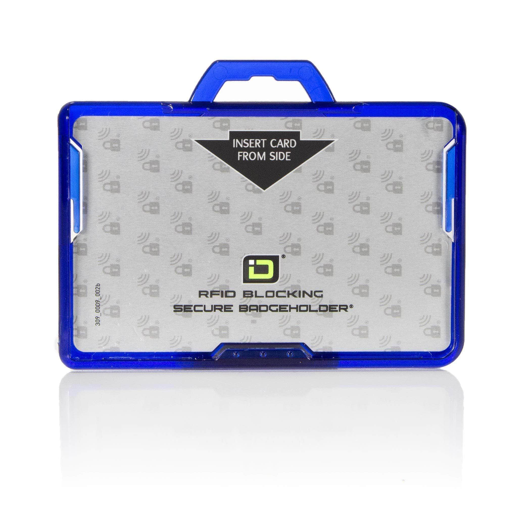 Secure Badge Holder Lite ™ Landscape 1 ID Card Holder - Blue - IDSH9001 - 002B - Blu