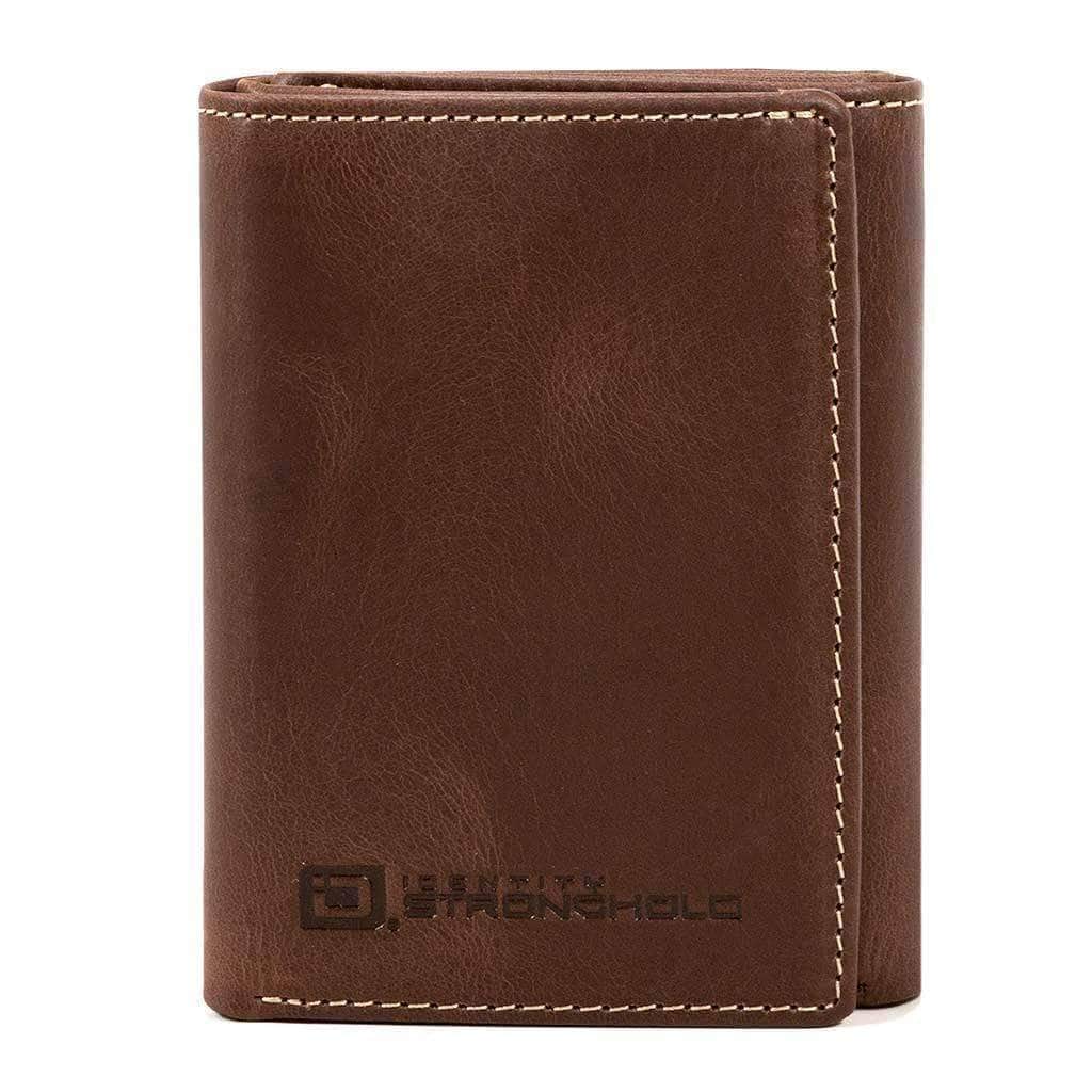 Mens RFID 8 Slot Trifold Wallet - Classic Leather - Brown - IDSH7026 - brn