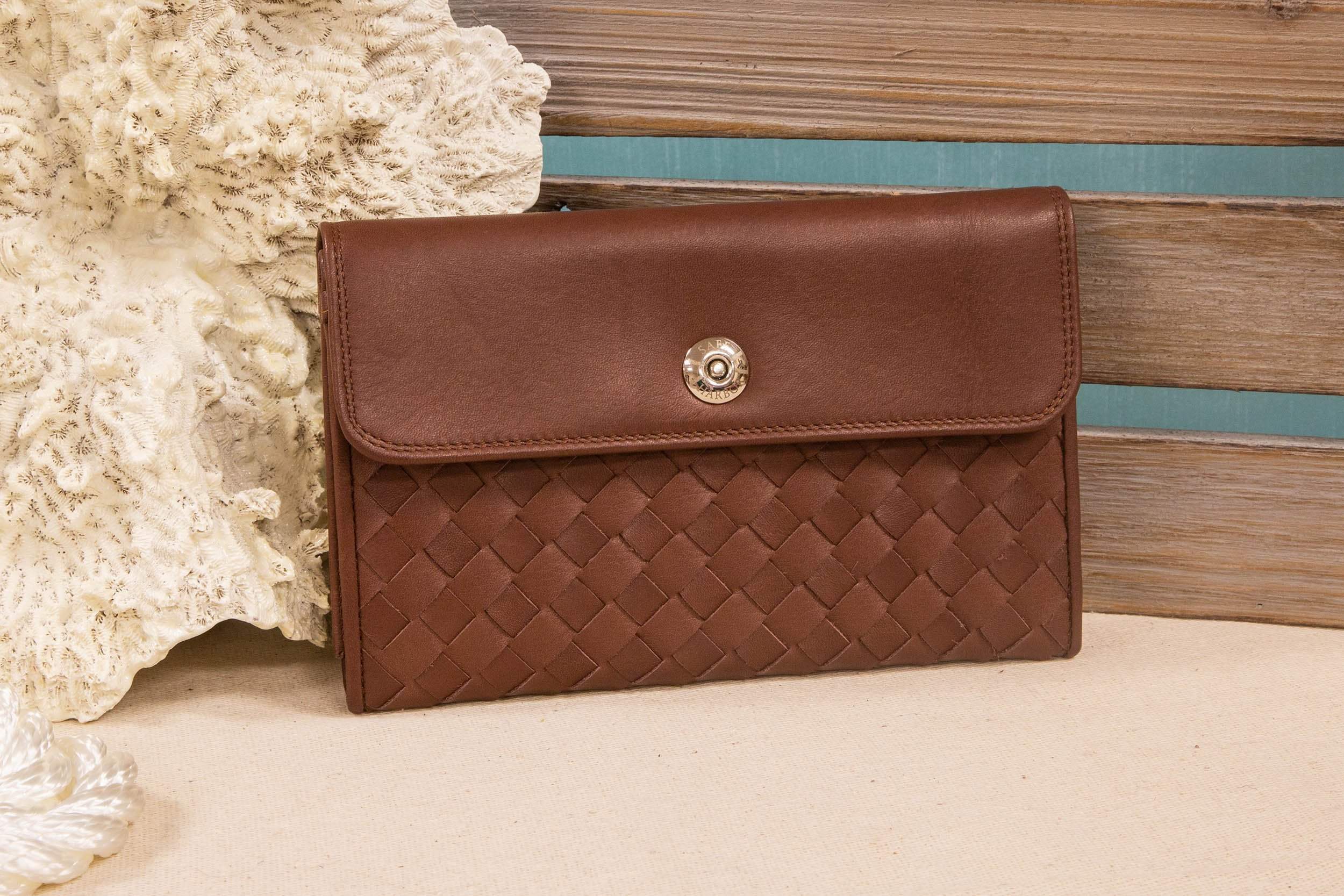 Safe Harbor Wallets for Women - RFID Classic Weave World Traveler Wallet - Brown - SA - 30004 - A - brn