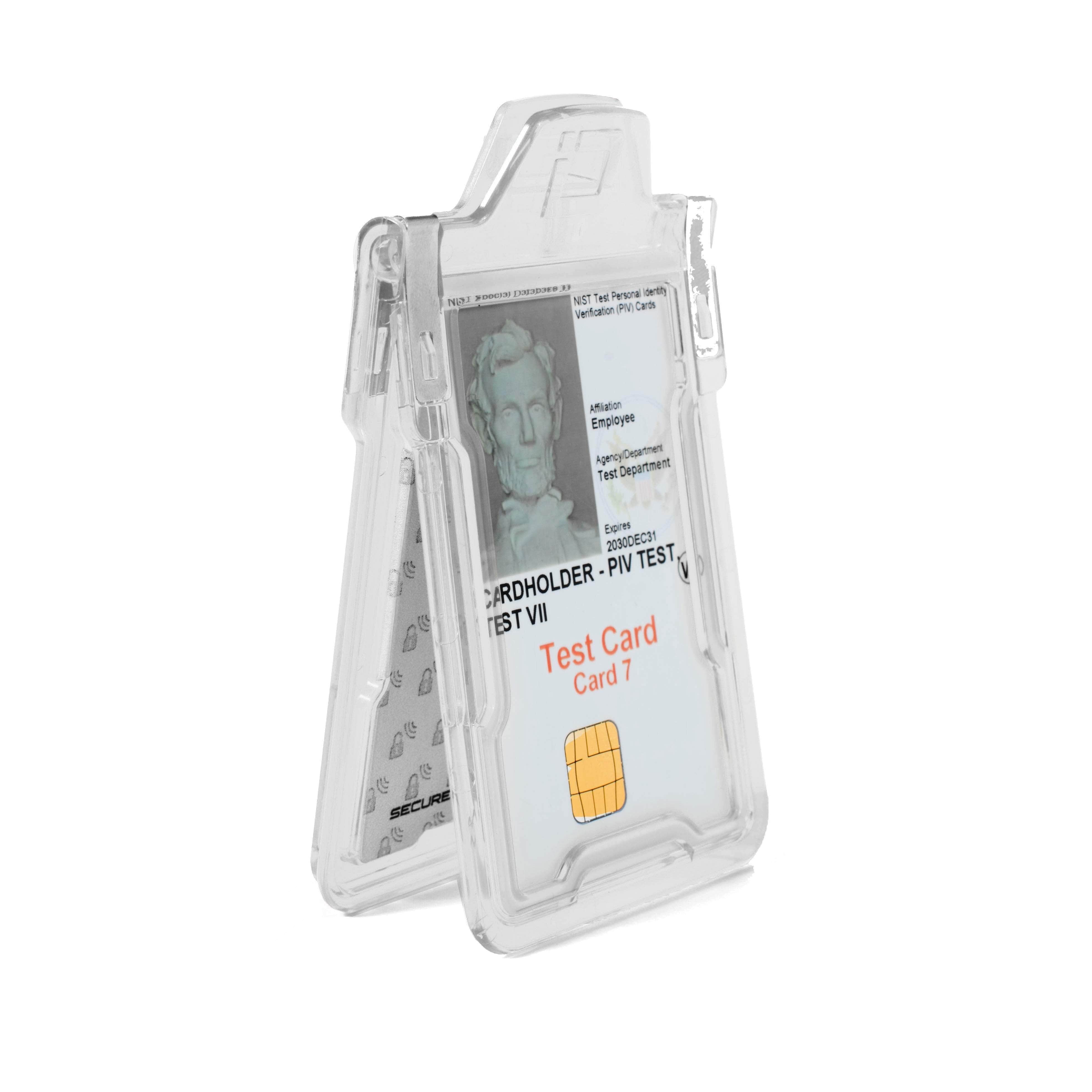 Secure Badge Holder Classic with BloxProx™ - Protects 125Khz HID Prox 1 ID Card Holder - Clear - IDSH5001 - 001B - Clr
