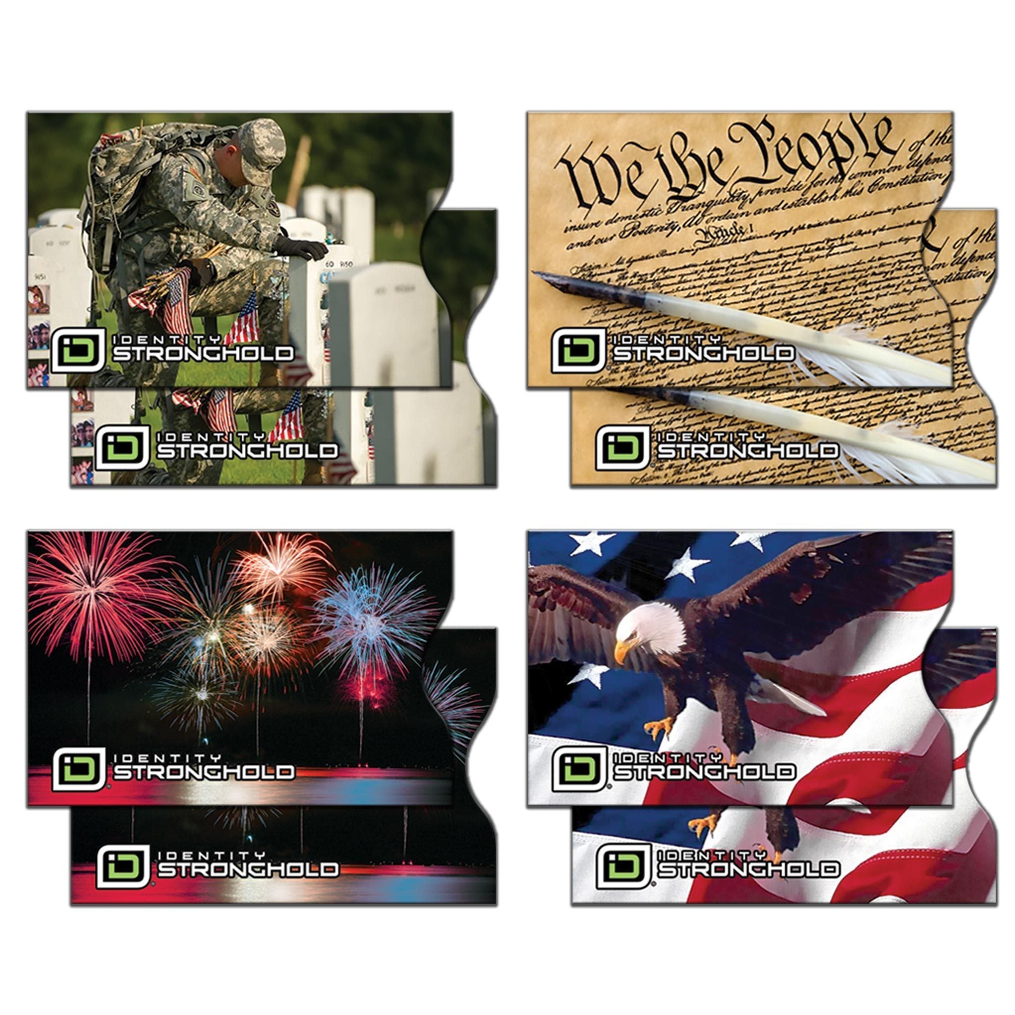 RFID Blocking Credit Card Sleeves - Patriotic 20 Pack - PAT20PK - WEB