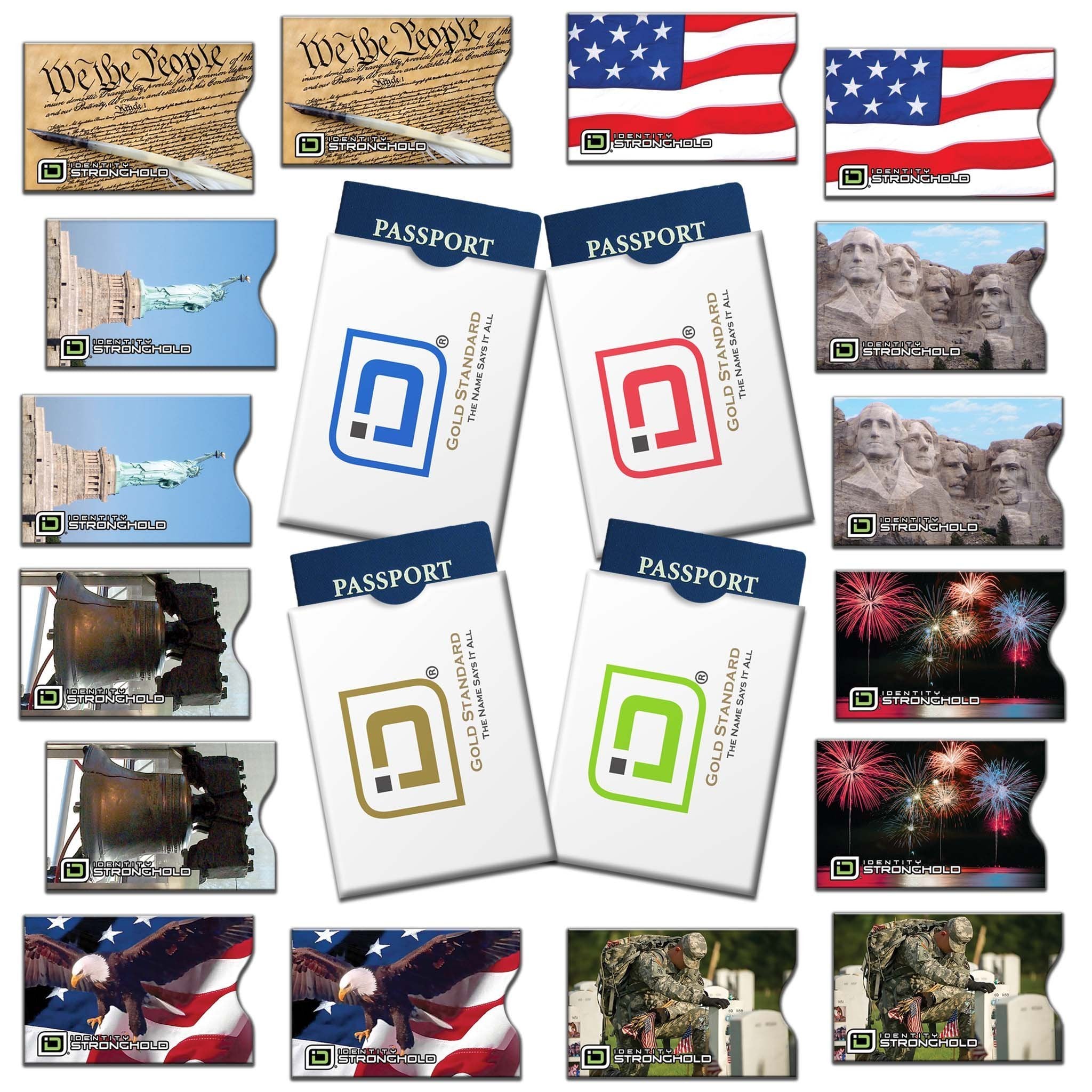 RFID Blocking Credit Card Sleeves - Patriotic 20 Pack - PAT20PK - WEB
