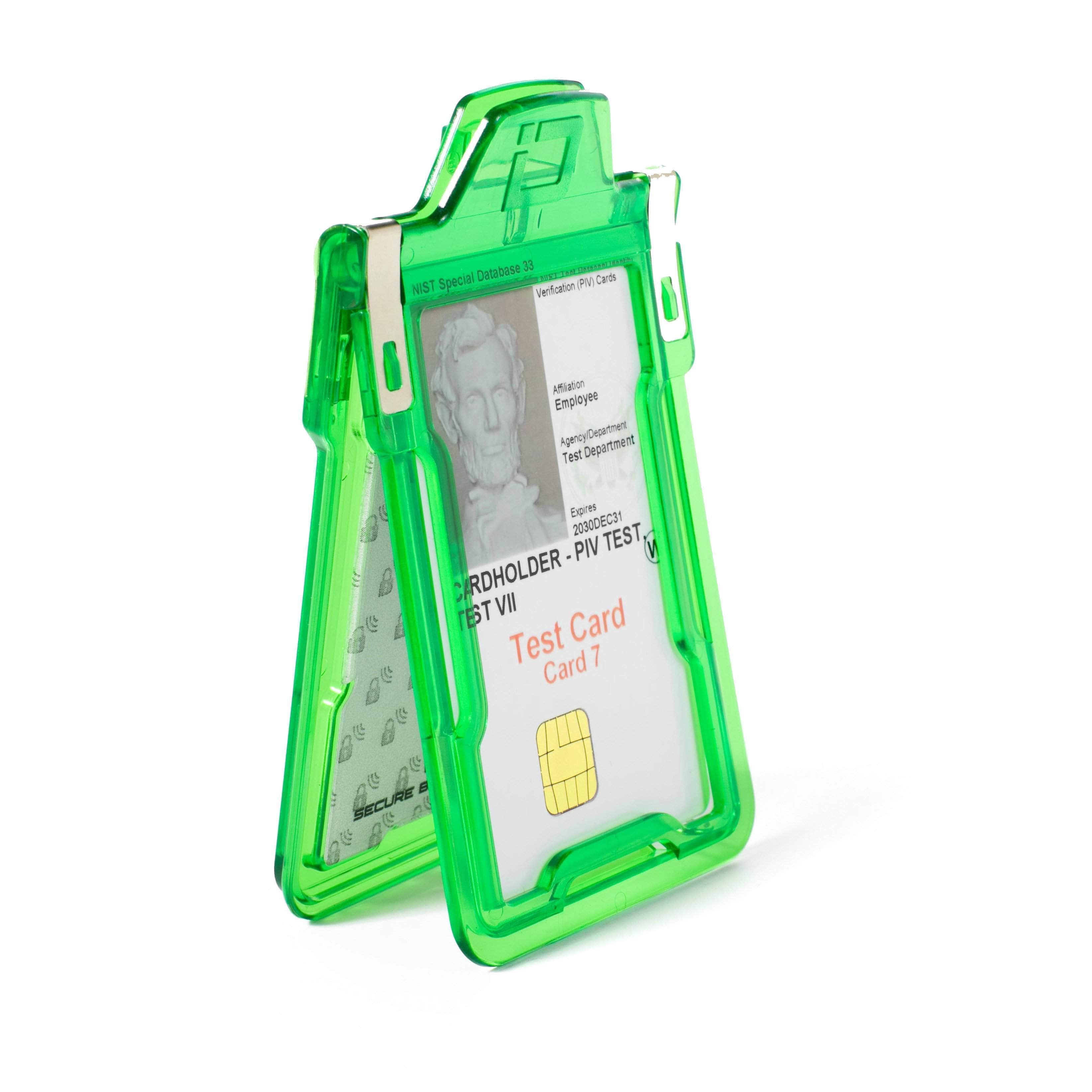 Secure Badge Holder Classic with BloxProx™ - Protects 125Khz HID Prox 1 ID Card Holder - Green - IDSH5001 - 001B - Grn